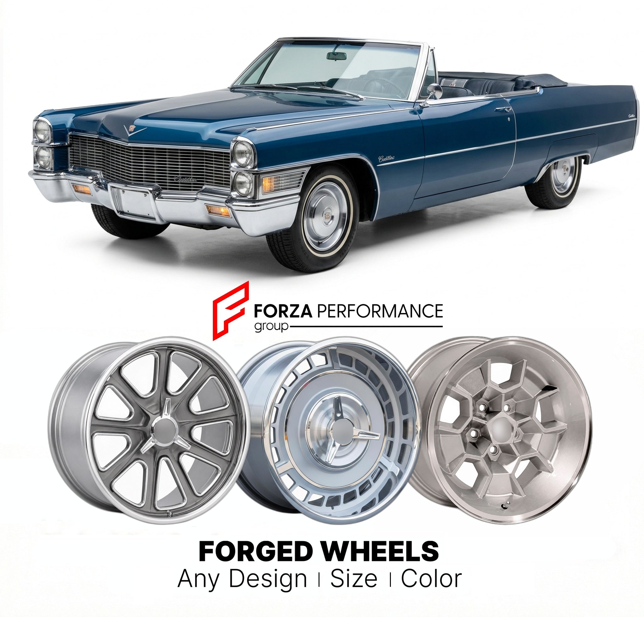 CUSTOM CLASSIC VINTAGE RESTOMOD RETRO OLD SCHOOL FORGED WHEELS RIMS for CADILLAC SERIES 62 1958 - 1964