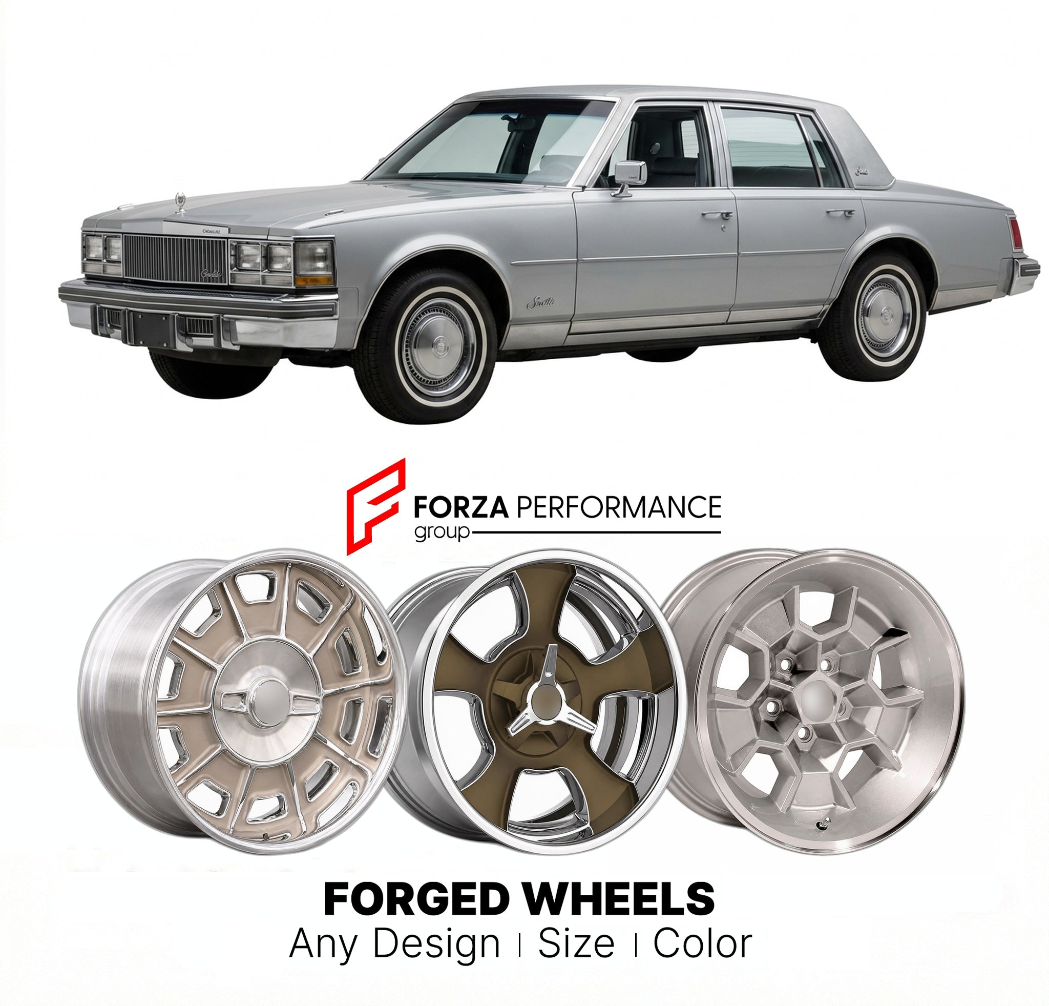 CUSTOM CLASSIC VINTAGE RESTOMOD RETRO OLD SCHOOL FORGED WHEELS RIMS for CADILLAC SEVILLE 1975 - 1990