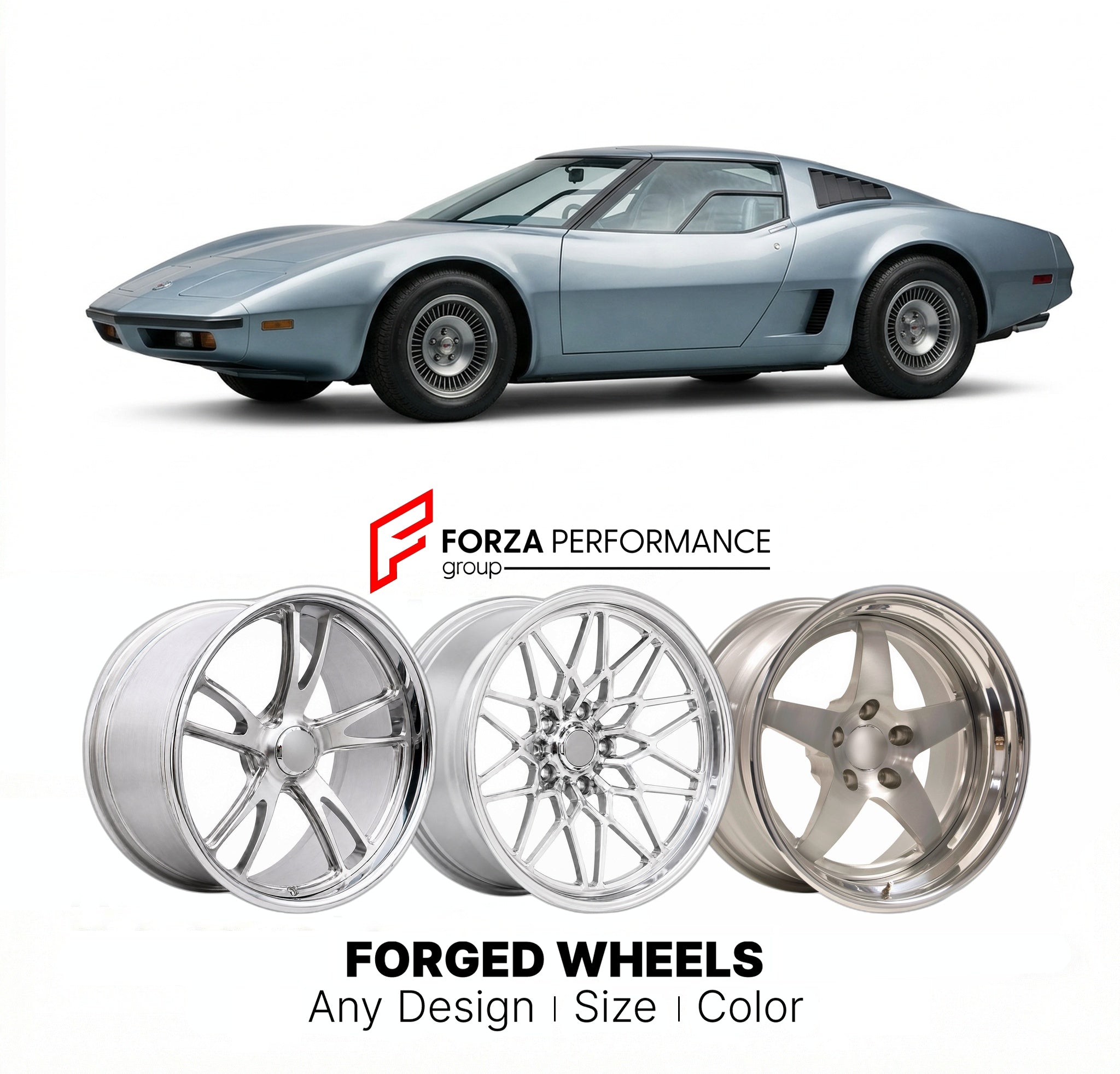 CUSTOM CLASSIC VINTAGE RESTOMOD RETRO OLD SCHOOL FORGED WHEELS RIMS for CHEVROLET AEROVETTE 1973 - 1976