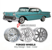 CUSTOM CLASSIC VINTAGE RESTOMOD RETRO OLD SCHOOL FORGED WHEELS RIMS for CHEVROLET BEL AIR 1958 - 1981