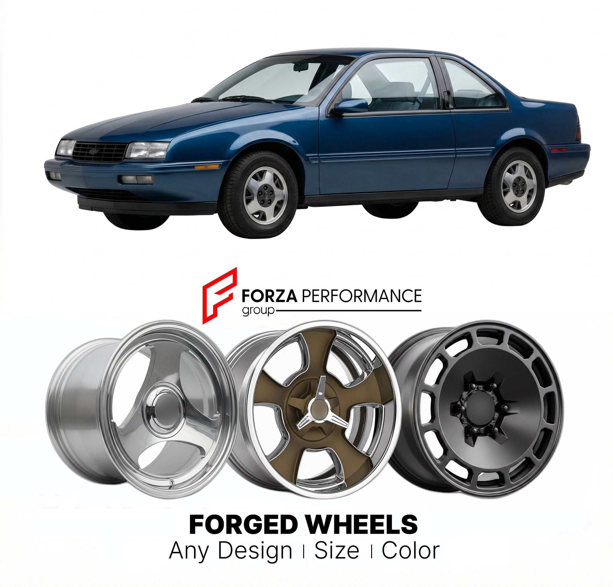 CUSTOM CLASSIC VINTAGE RESTOMOD RETRO OLD SCHOOL FORGED WHEELS RIMS for CHEVROLET BERETTA 1987 - 1990