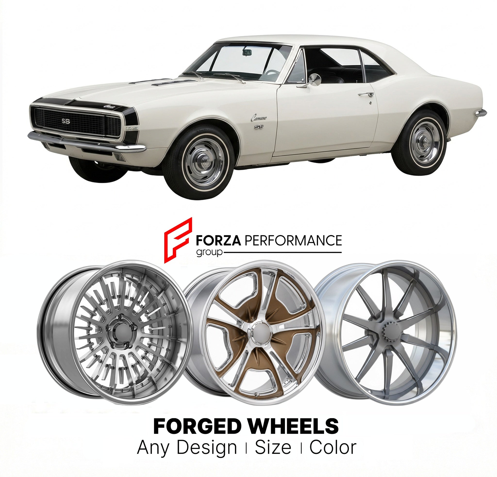 CUSTOM CLASSIC VINTAGE RESTOMOD RETRO OLD SCHOOL FORGED WHEELS RIMS for CHEVROLET CAMARO RS/SS 1967 - 1969