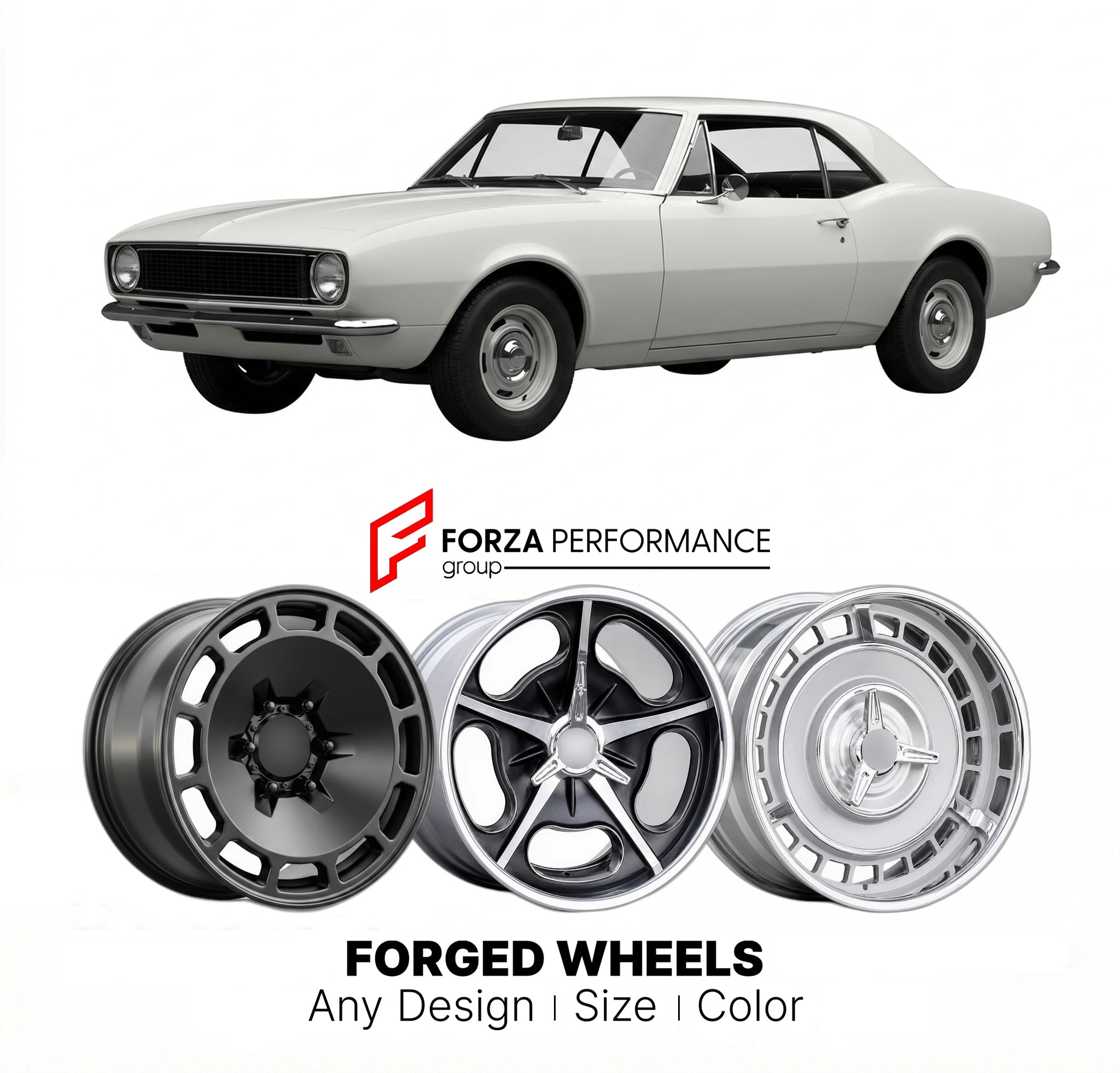 CUSTOM CLASSIC VINTAGE RESTOMOD RETRO OLD SCHOOL FORGED WHEELS RIMS for CHEVROLET CAMARO Z28 1967 - 1969
