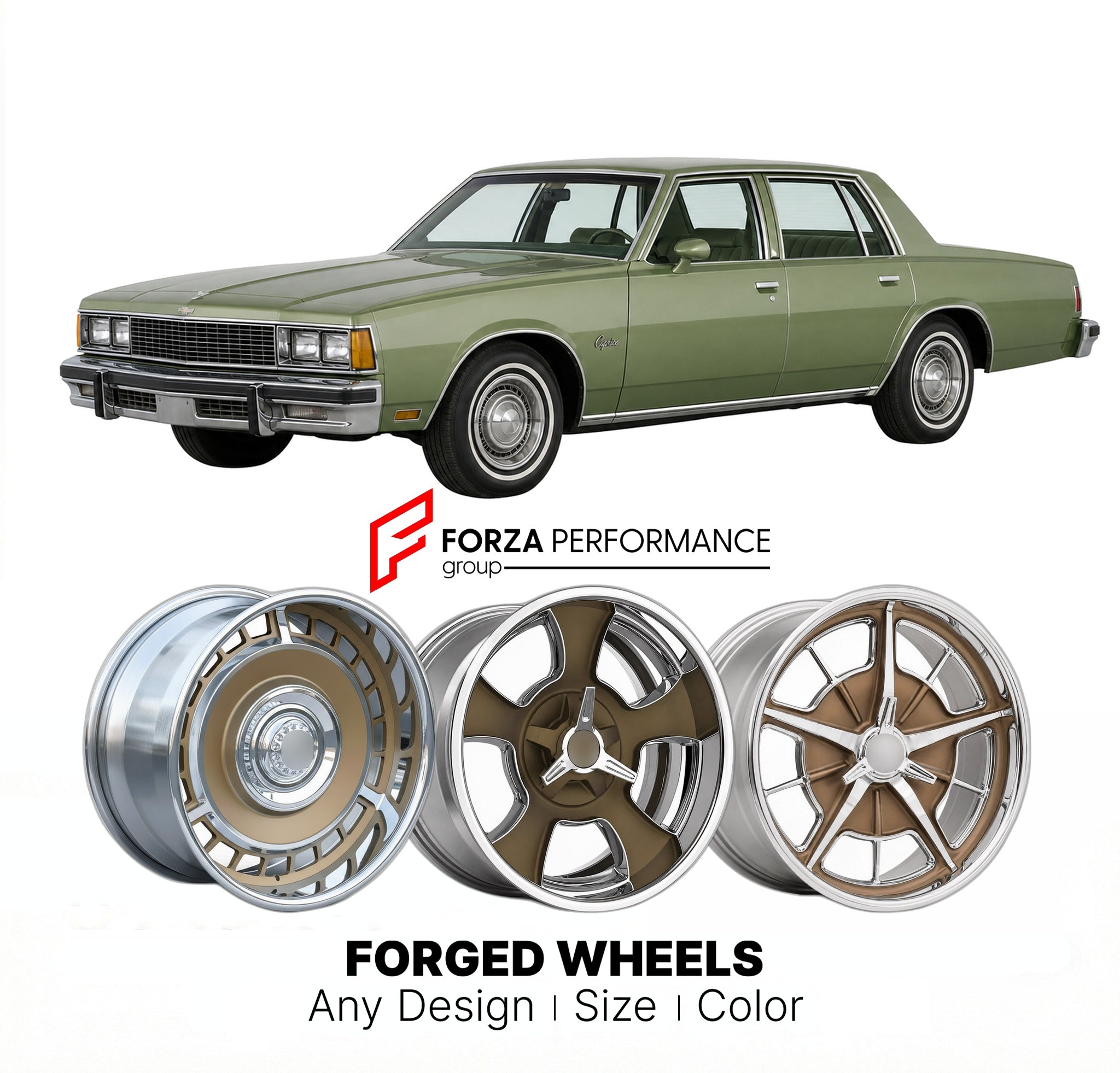 CUSTOM CLASSIC VINTAGE RESTOMOD RETRO OLD SCHOOL FORGED WHEELS RIMS for CHEVROLET CAPRICE 1977 - 1990