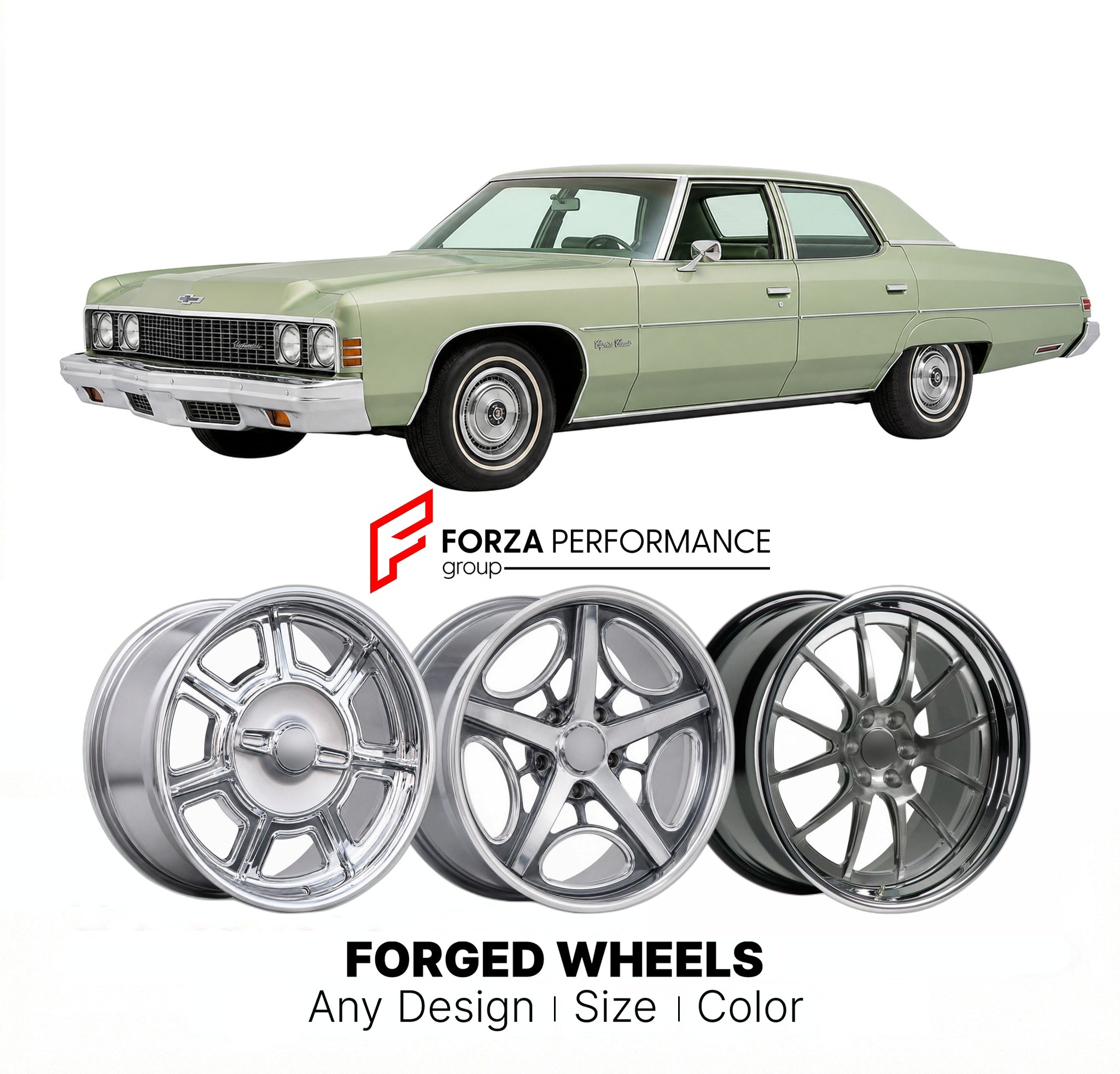CUSTOM CLASSIC VINTAGE RESTOMOD RETRO OLD SCHOOL FORGED WHEELS RIMS for CHEVROLET CAPRICE CLASSIC 1971 - 1976