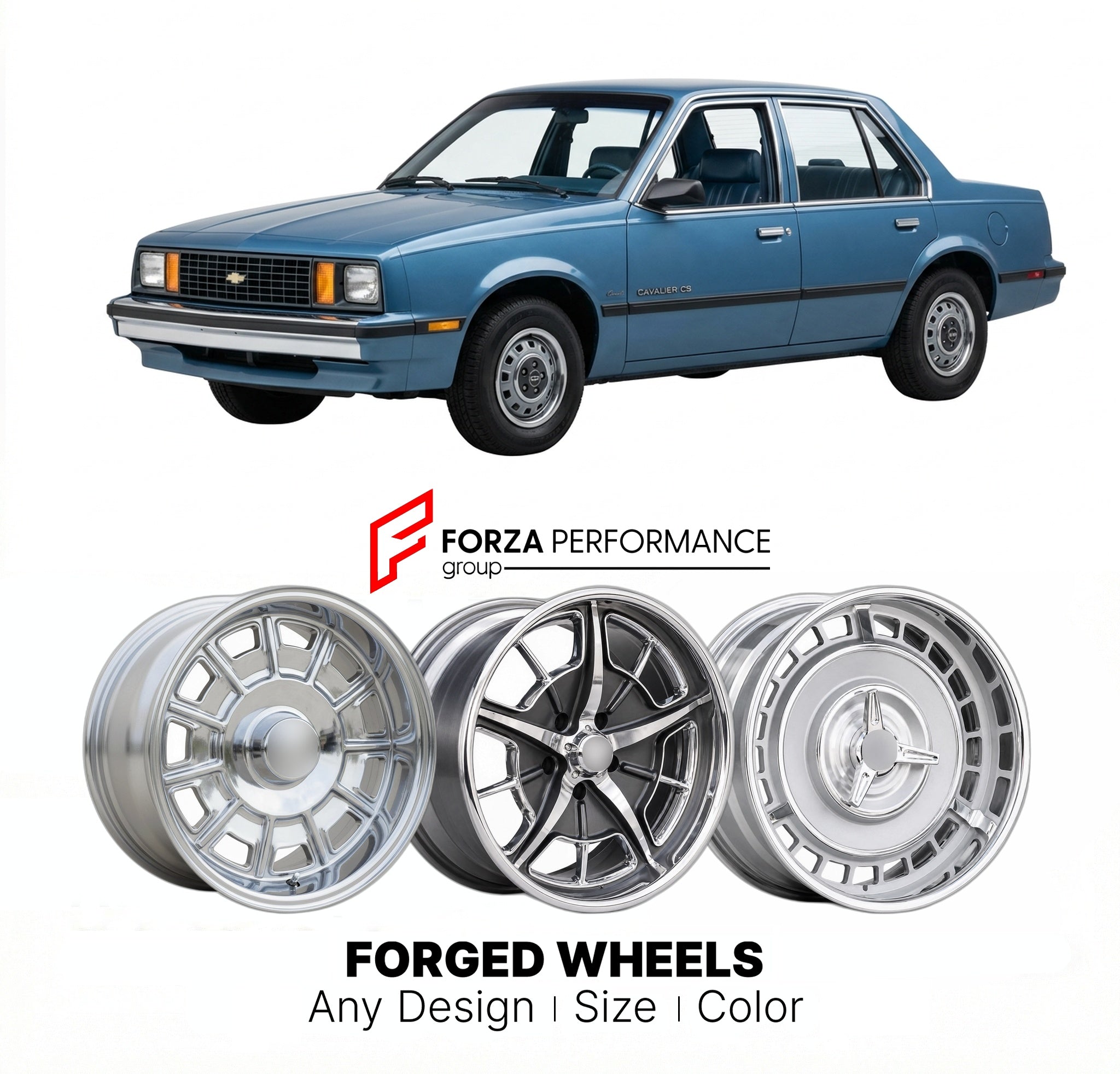 CUSTOM CLASSIC VINTAGE RESTOMOD RETRO OLD SCHOOL FORGED WHEELS RIMS for CHEVROLET CAVALIER 1982 - 1990