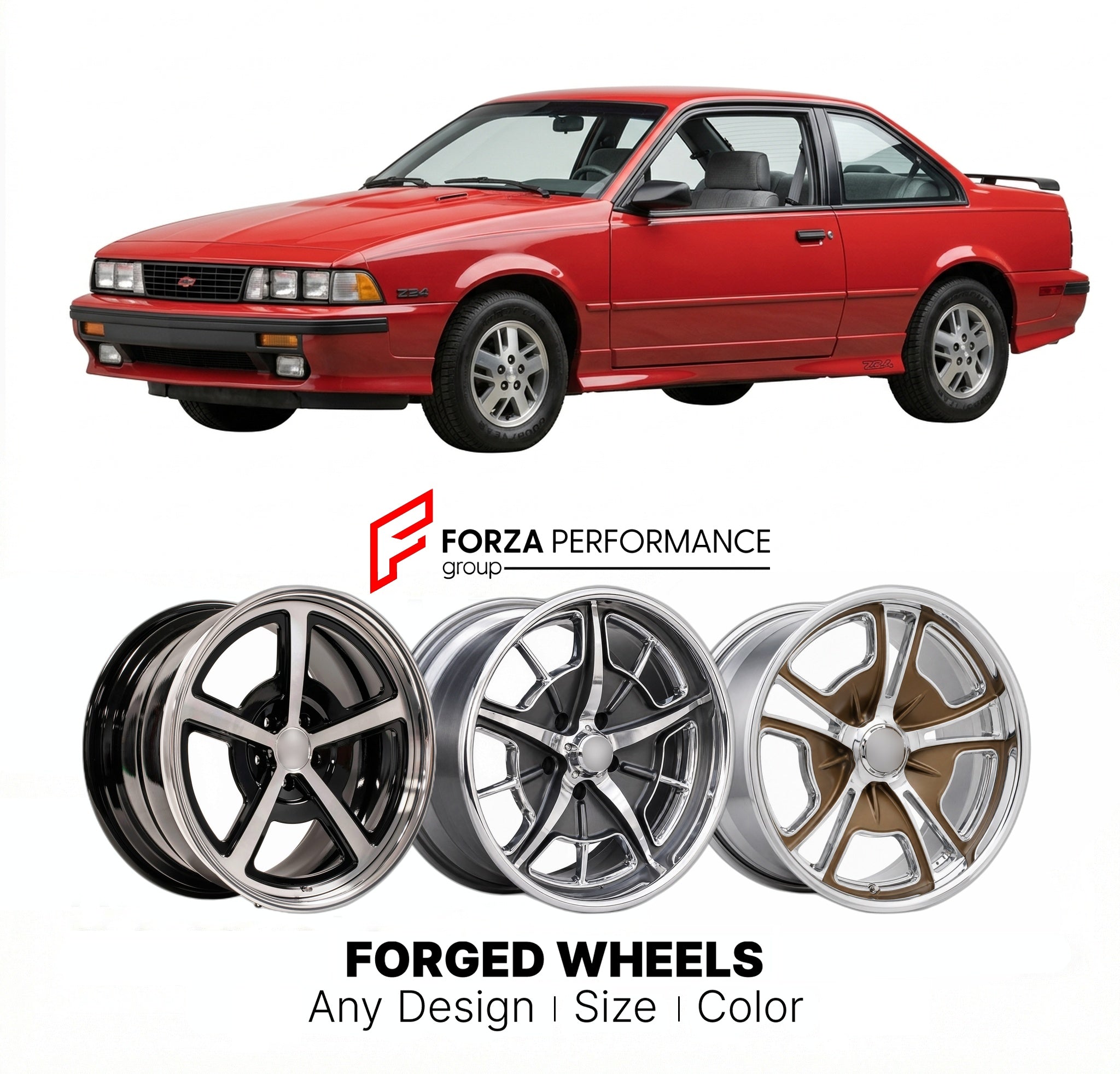 CUSTOM CLASSIC VINTAGE RESTOMOD RETRO OLD SCHOOL FORGED WHEELS RIMS for CHEVROLET CAVALIER Z24 1985 - 1988