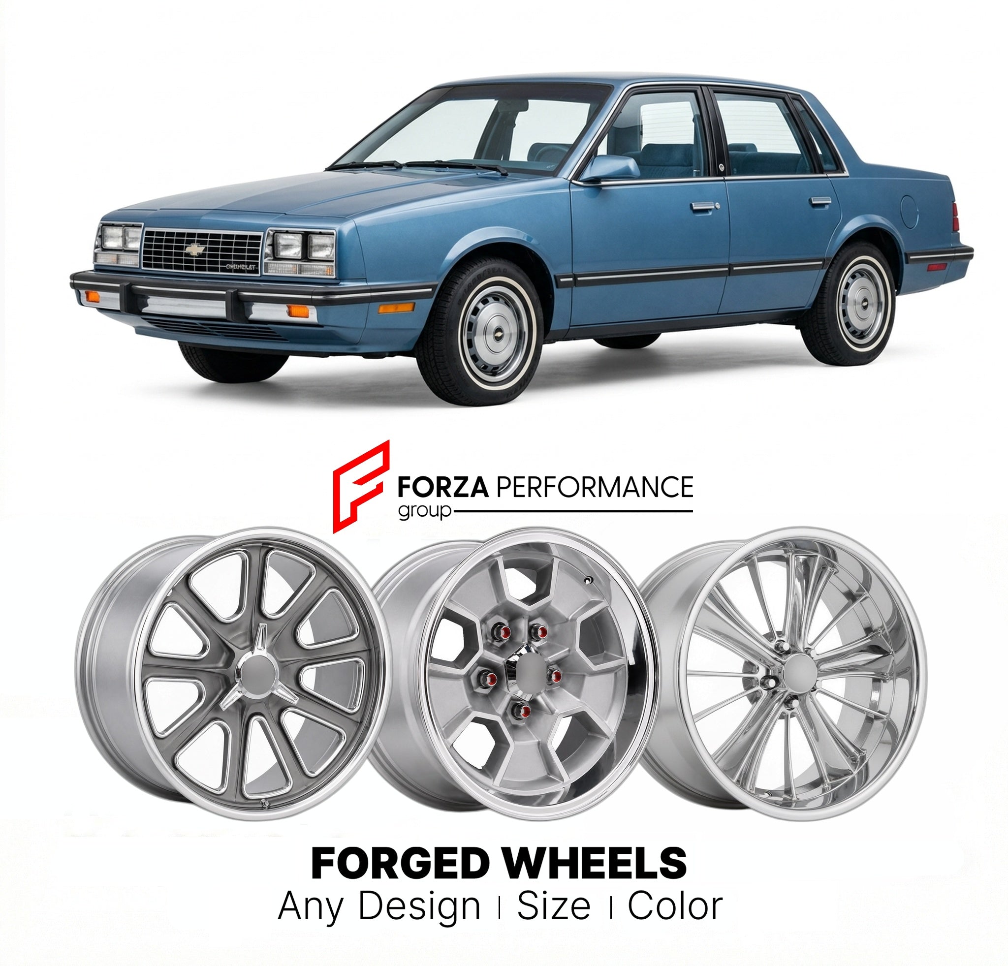 CUSTOM CLASSIC VINTAGE RESTOMOD RETRO OLD SCHOOL FORGED WHEELS RIMS for CHEVROLET CELEBRITY 1982 - 1990