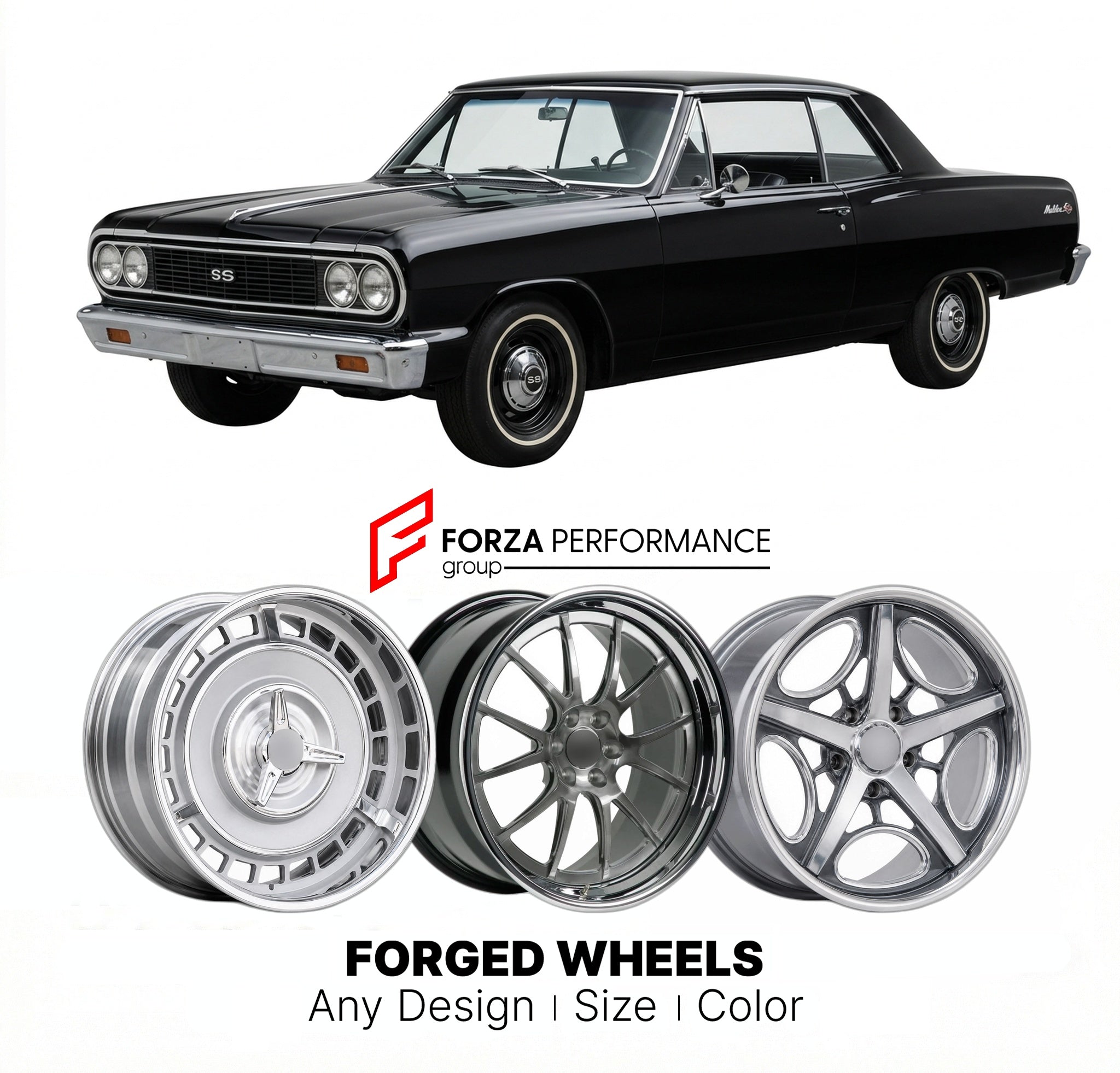 CUSTOM CLASSIC VINTAGE RESTOMOD RETRO OLD SCHOOL FORGED WHEELS RIMS for CHEVROLET CHEVELLE MALIBU SS 1964 - 1967