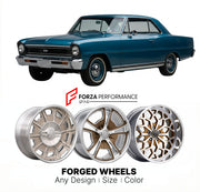 CUSTOM CLASSIC VINTAGE RESTOMOD RETRO OLD SCHOOL FORGED WHEELS RIMS for CHEVROLET CHEVY II SS 1966 - 1967