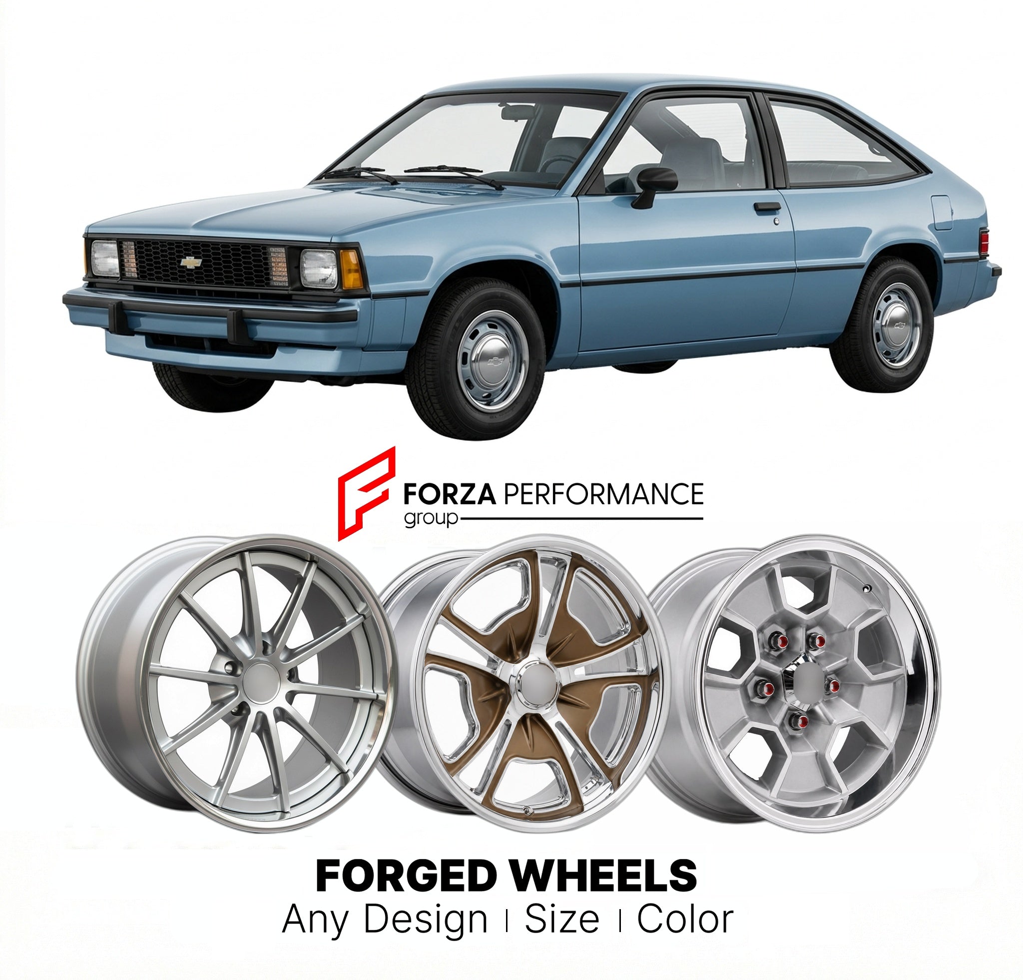 CUSTOM CLASSIC VINTAGE RESTOMOD RETRO OLD SCHOOL FORGED WHEELS RIMS for CHEVROLET CITATION 1980 - 1985