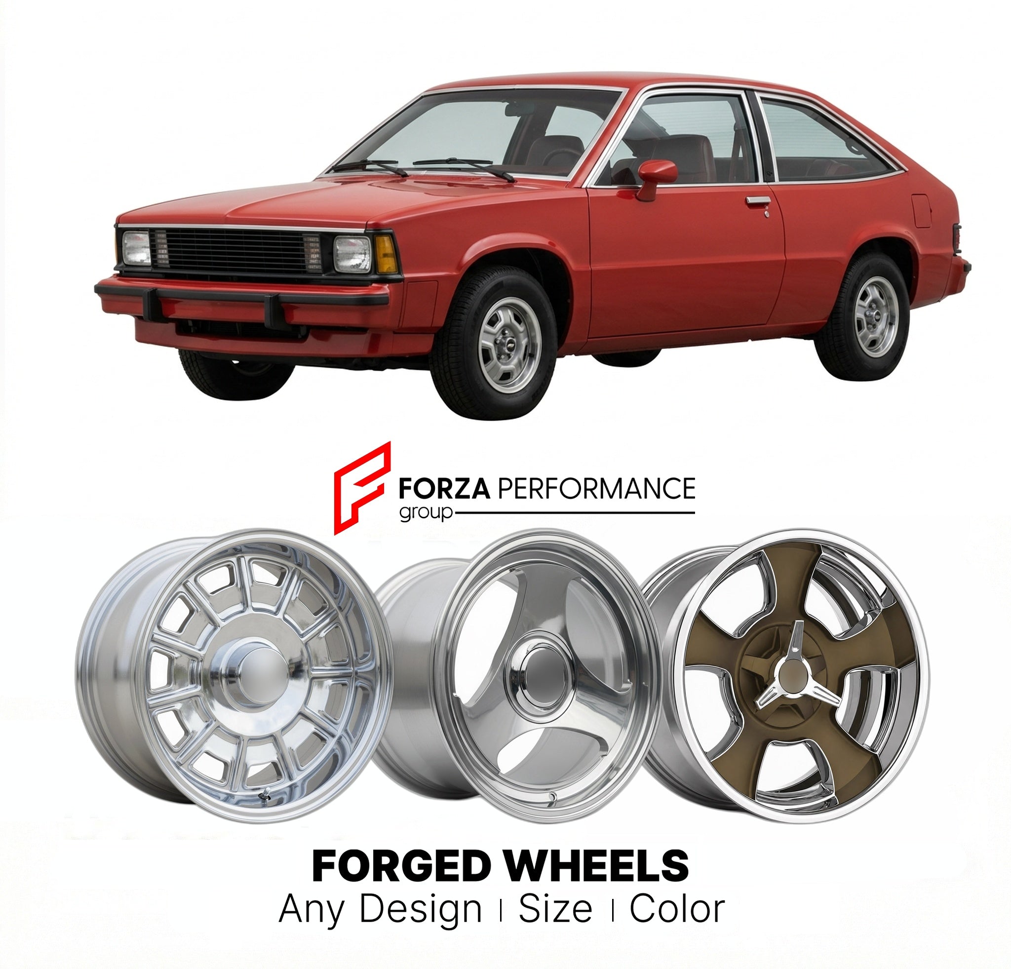 CUSTOM CLASSIC VINTAGE RESTOMOD RETRO OLD SCHOOL FORGED WHEELS RIMS for CHEVROLET CITATION X-11 1980 - 1985
