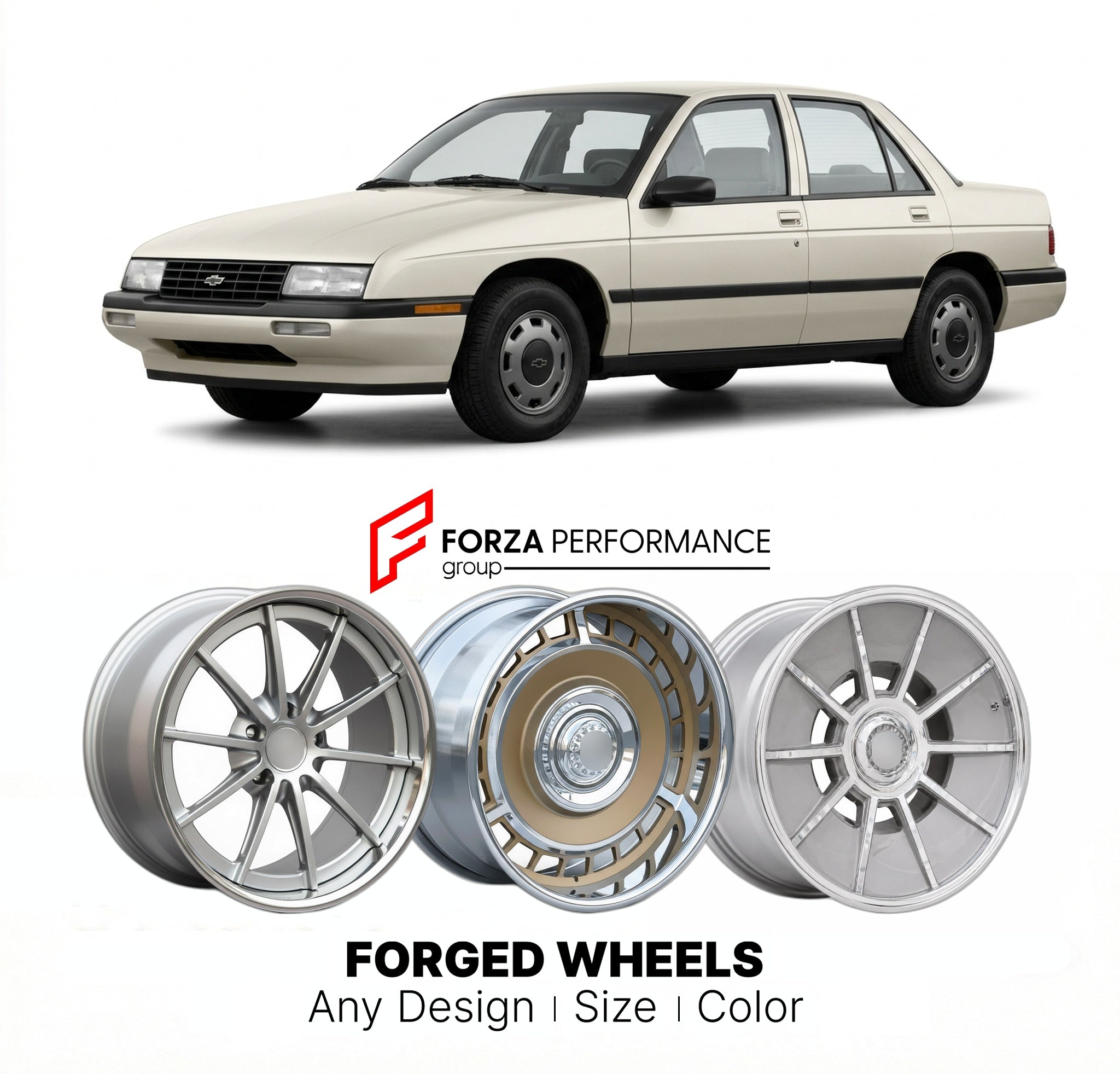 CUSTOM CLASSIC VINTAGE RESTOMOD RETRO OLD SCHOOL FORGED WHEELS RIMS for CHEVROLET CORSICA 1987 - 1990