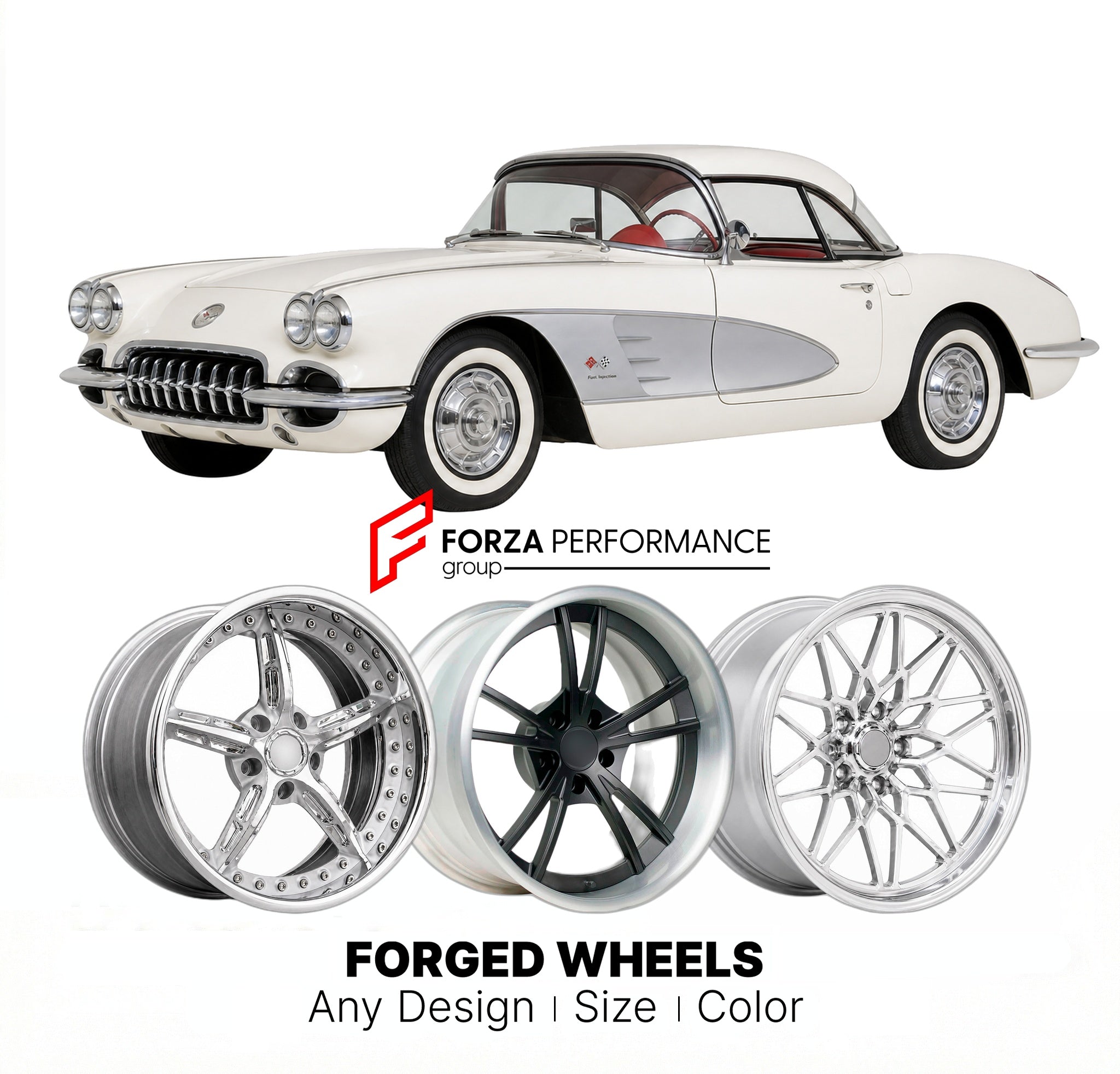 CUSTOM CLASSIC VINTAGE RESTOMOD RETRO OLD SCHOOL FORGED WHEELS RIMS for CHEVROLET CORVETTE 1958 - 1962