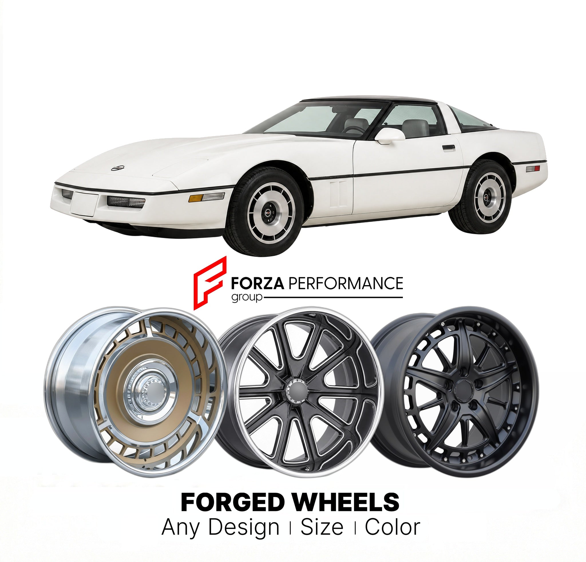CUSTOM CLASSIC VINTAGE RESTOMOD RETRO OLD SCHOOL FORGED WHEELS RIMS for CHEVROLET CORVETTE 1984 - 1990
