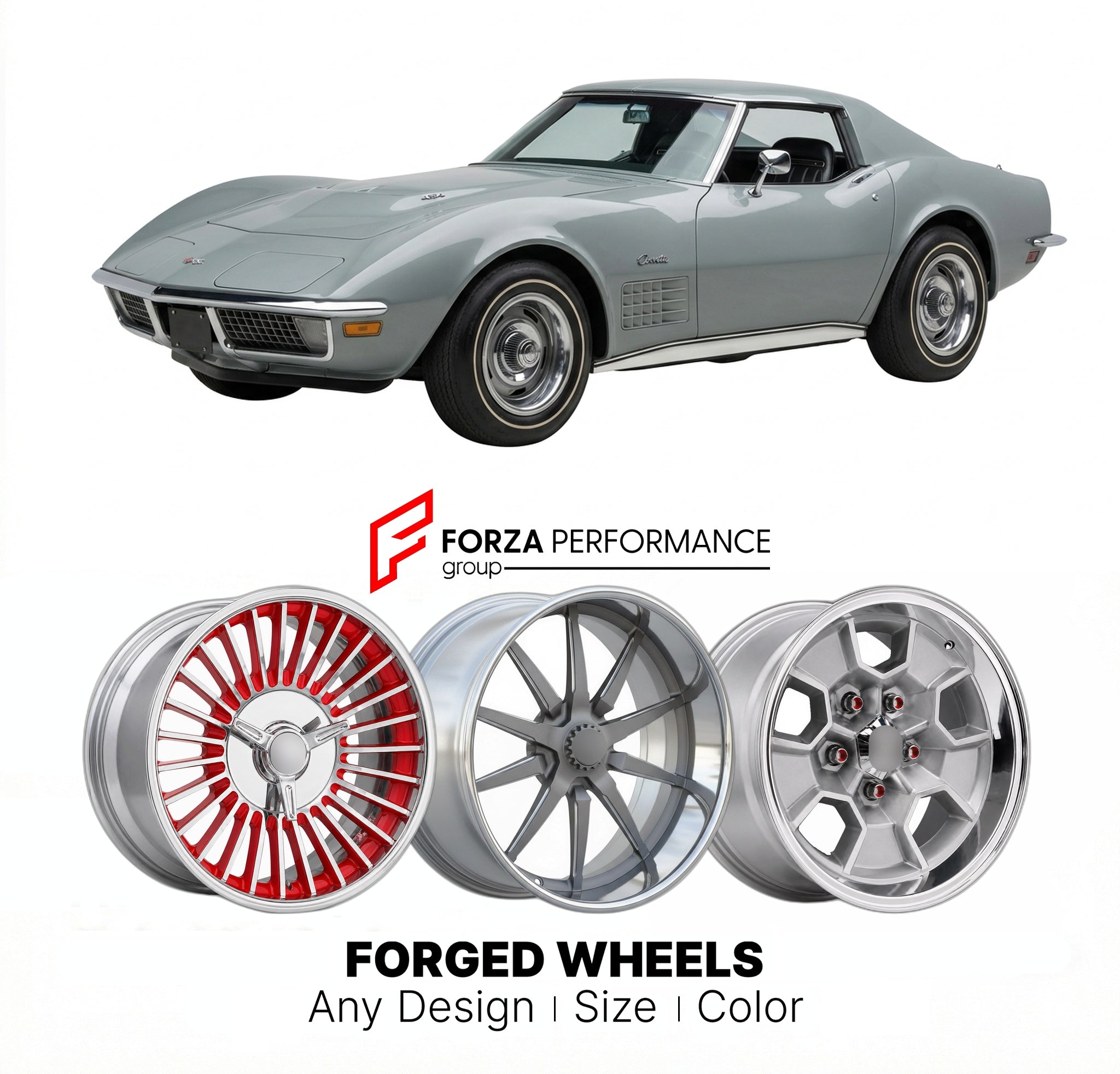 CUSTOM CLASSIC VINTAGE RESTOMOD RETRO OLD SCHOOL FORGED WHEELS RIMS for CHEVROLET CORVETTE 454 1970 - 1974