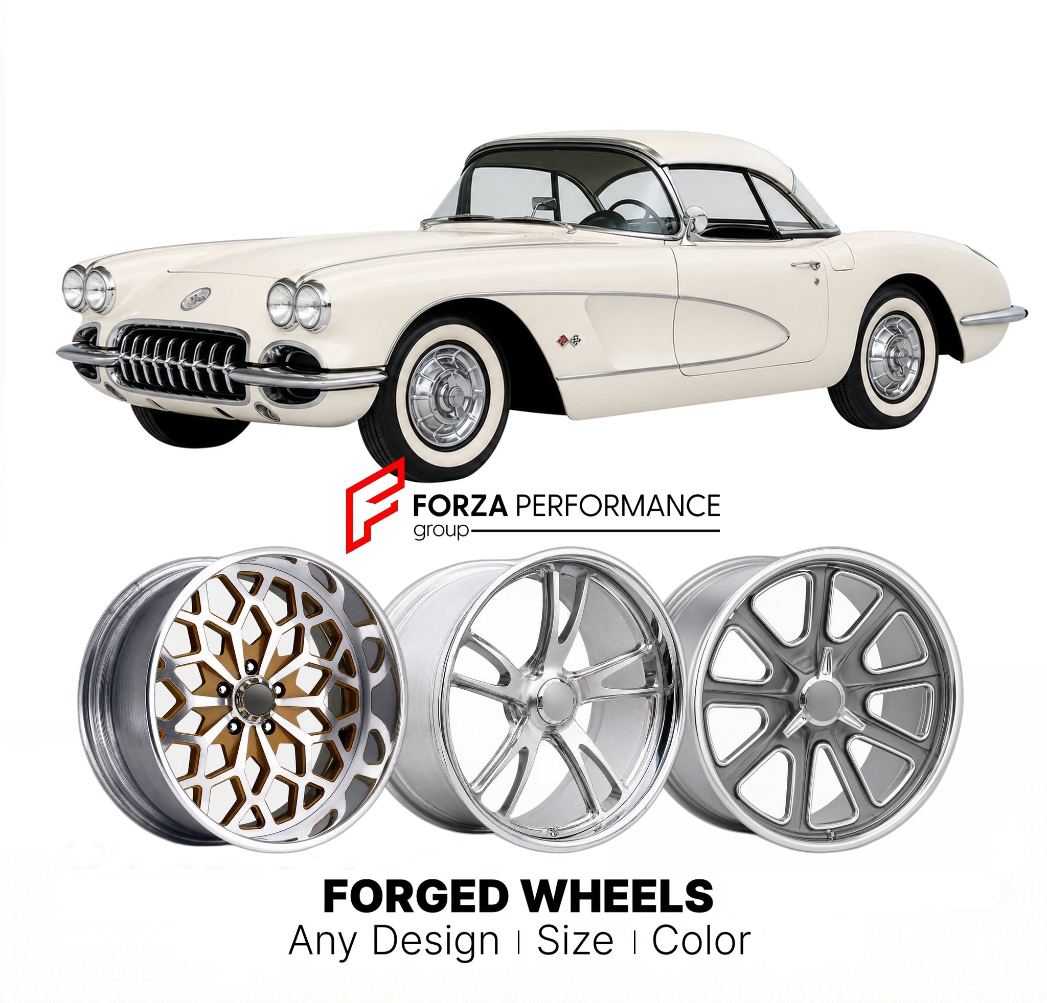 CUSTOM CLASSIC VINTAGE RESTOMOD RETRO OLD SCHOOL FORGED WHEELS RIMS for CHEVROLET CORVETTE C1 1958 - 1962