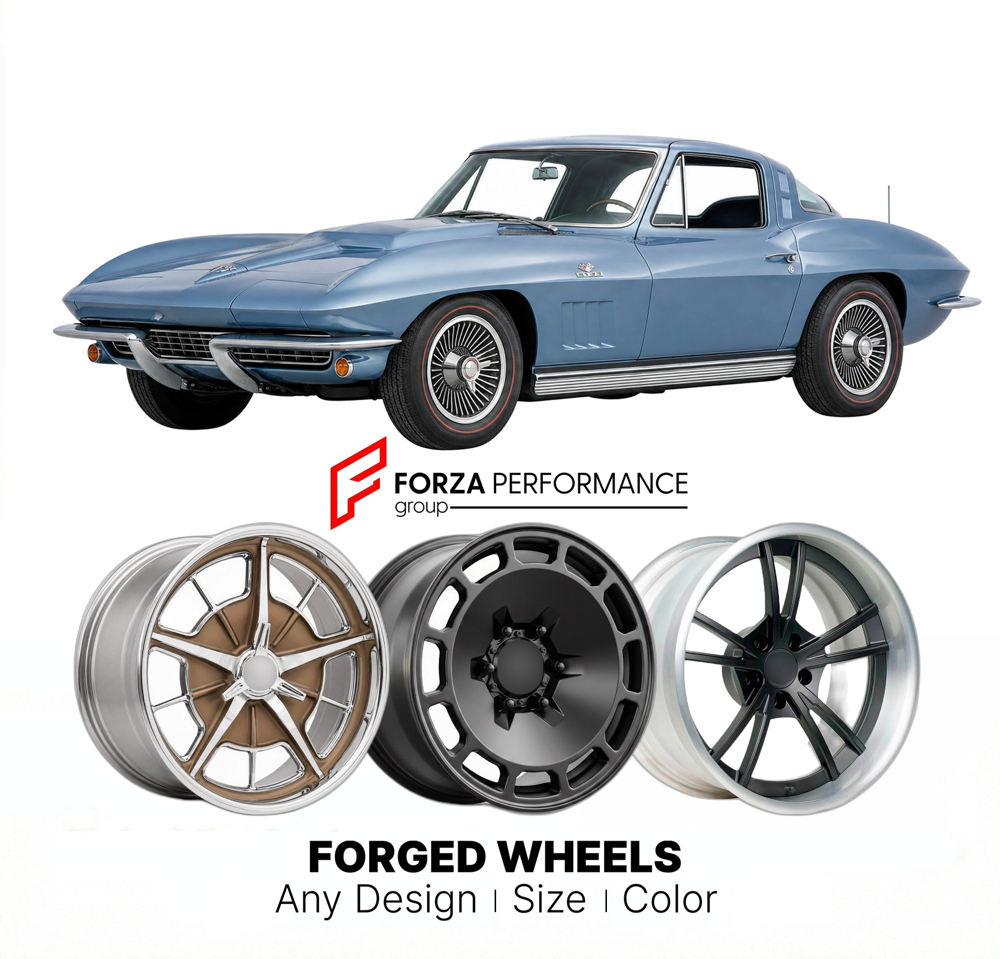 CUSTOM CLASSIC VINTAGE RESTOMOD RETRO OLD SCHOOL FORGED WHEELS RIMS for CHEVROLET CORVETTE L88 1967 - 1967