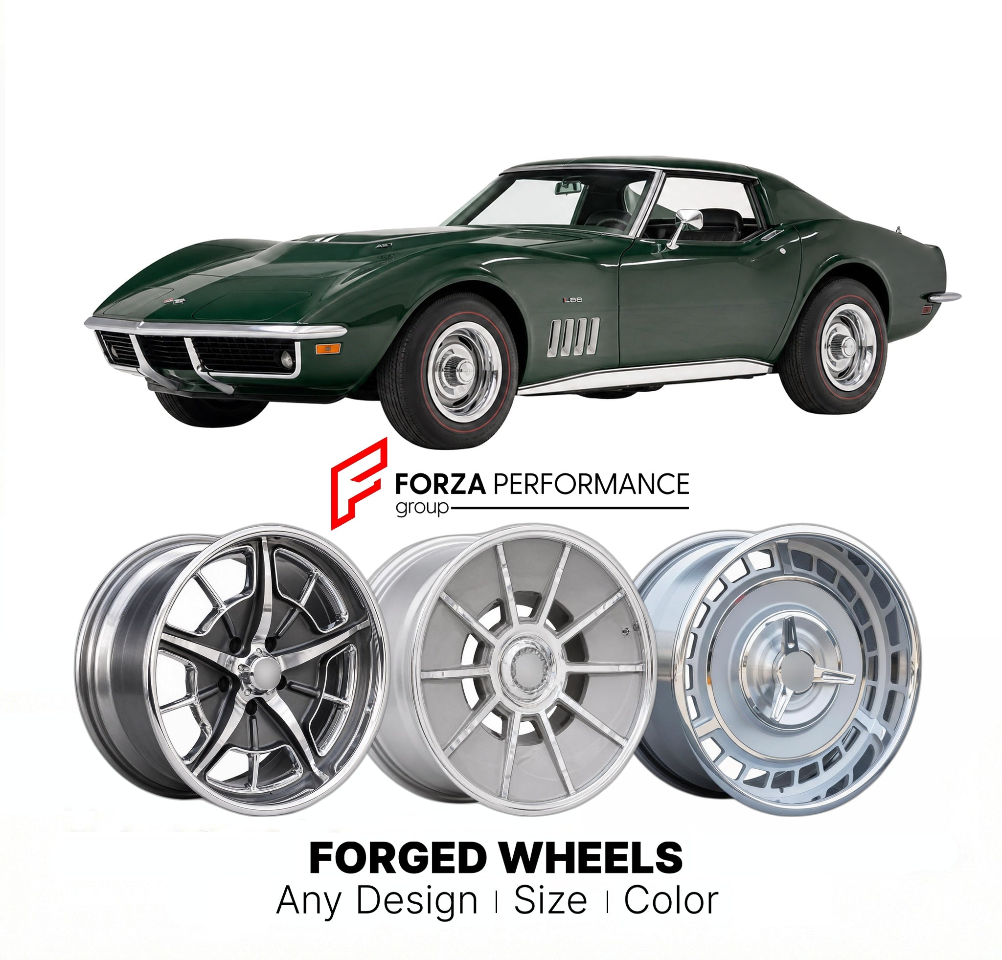 CUSTOM CLASSIC VINTAGE RESTOMOD RETRO OLD SCHOOL FORGED WHEELS RIMS for CHEVROLET CORVETTE L88 1968 - 1969