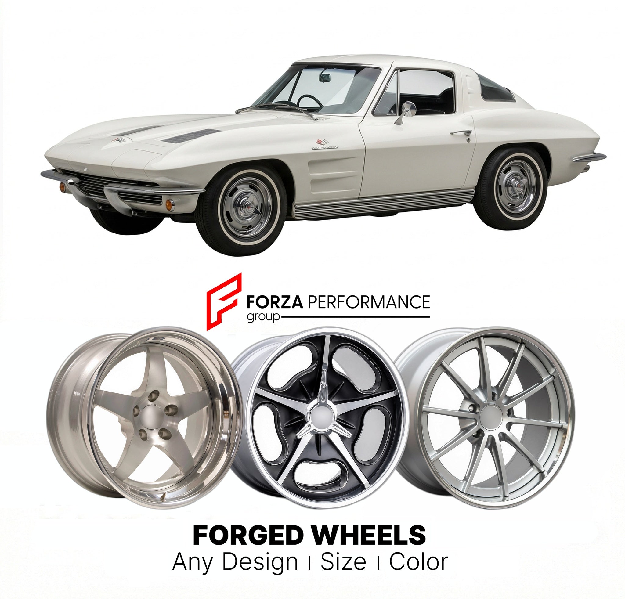 CUSTOM CLASSIC VINTAGE RESTOMOD RETRO OLD SCHOOL FORGED WHEELS RIMS for CHEVROLET CORVETTE STINGRAY 1963 - 1967