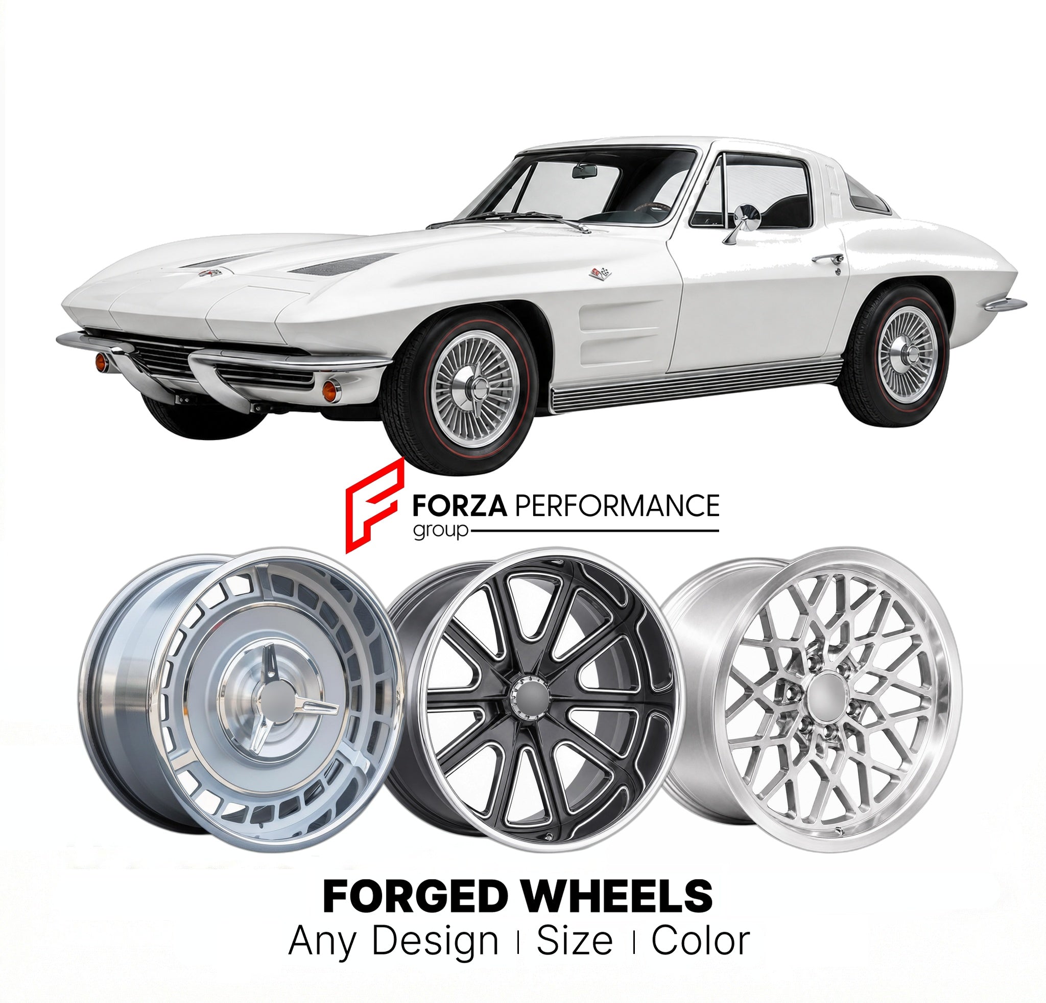 CUSTOM CLASSIC VINTAGE RESTOMOD RETRO OLD SCHOOL FORGED WHEELS RIMS for CHEVROLET CORVETTE Z06 1963 - 1963