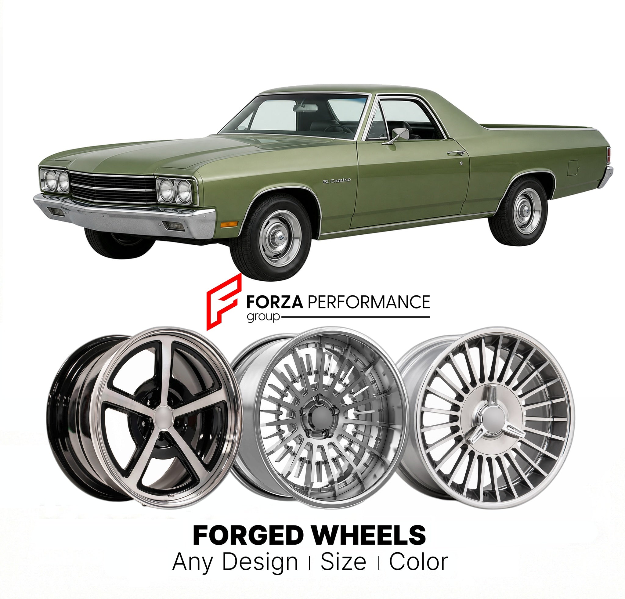 CUSTOM CLASSIC VINTAGE RESTOMOD RETRO OLD SCHOOL FORGED WHEELS RIMS for CHEVROLET EL CAMINO 1973 - 1977