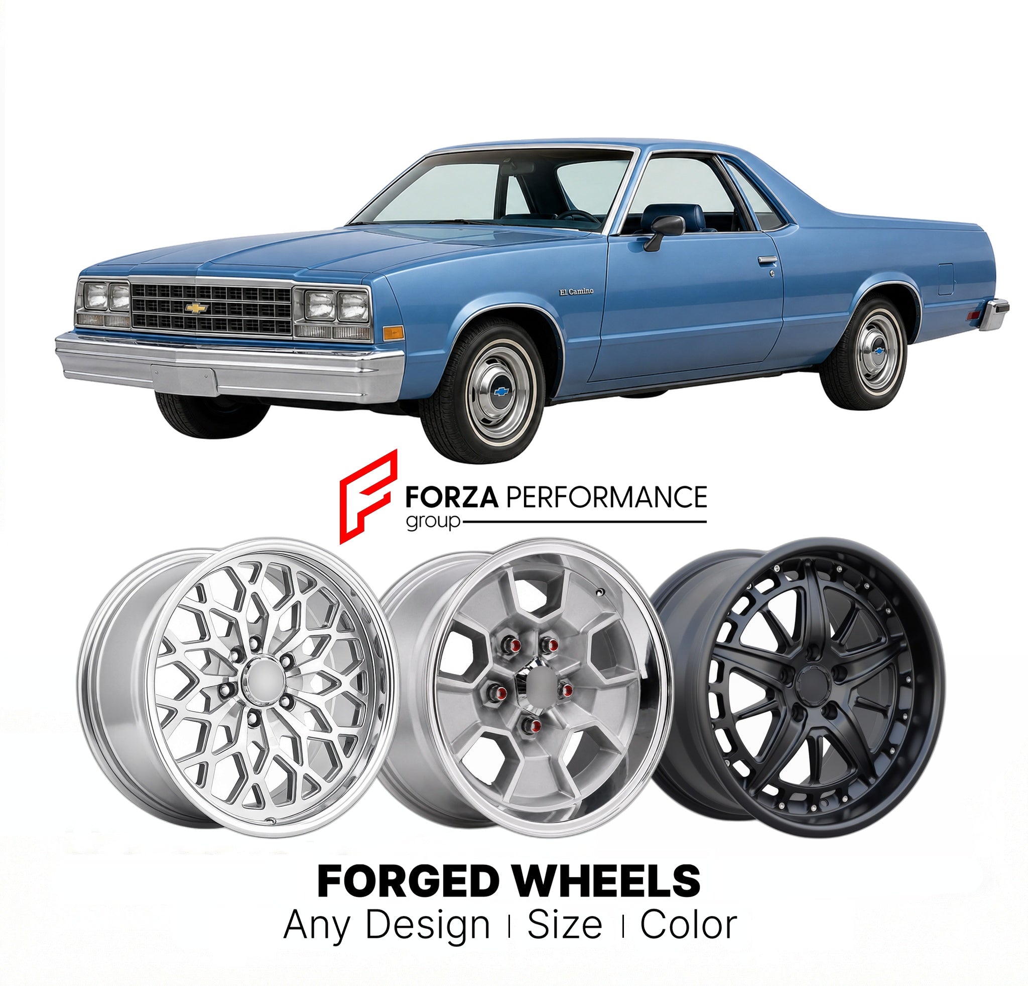 CUSTOM CLASSIC VINTAGE RESTOMOD RETRO OLD SCHOOL FORGED WHEELS RIMS for CHEVROLET EL CAMINO 1978 - 1987
