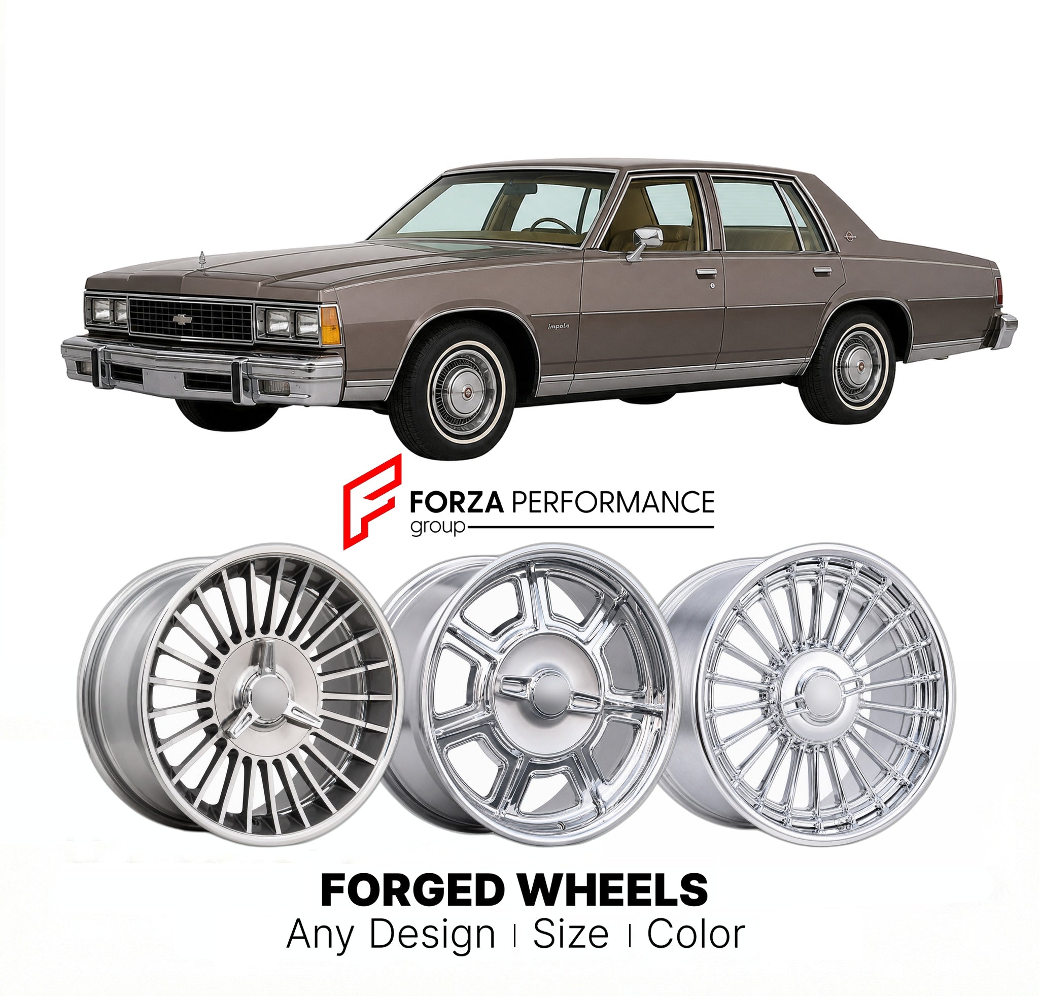 CUSTOM CLASSIC VINTAGE RESTOMOD RETRO OLD SCHOOL FORGED WHEELS RIMS for CHEVROLET IMPALA 1977 - 1985
