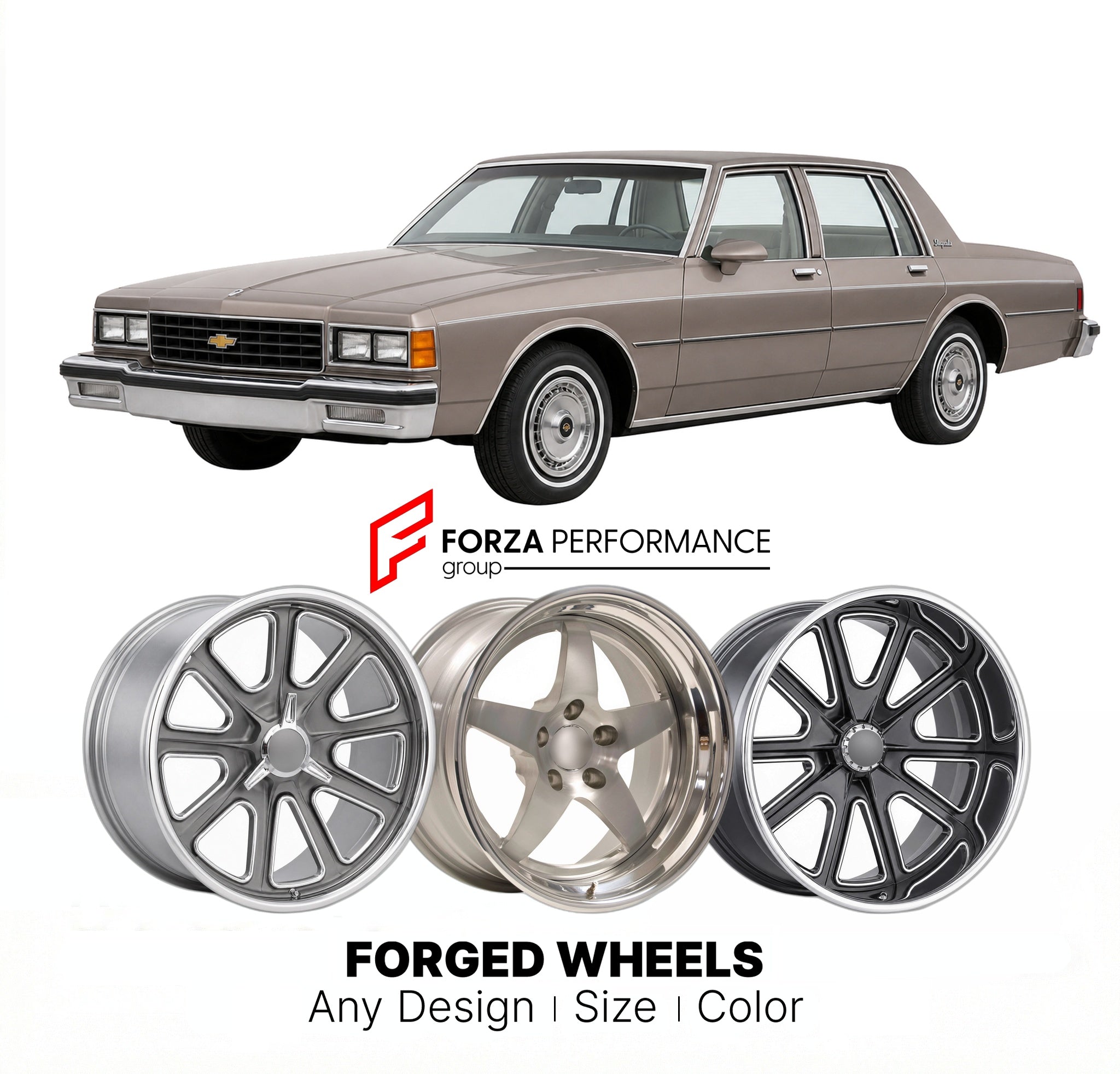 CUSTOM CLASSIC VINTAGE RESTOMOD RETRO OLD SCHOOL FORGED WHEELS RIMS for CHEVROLET IMPALA 1986 - 1990