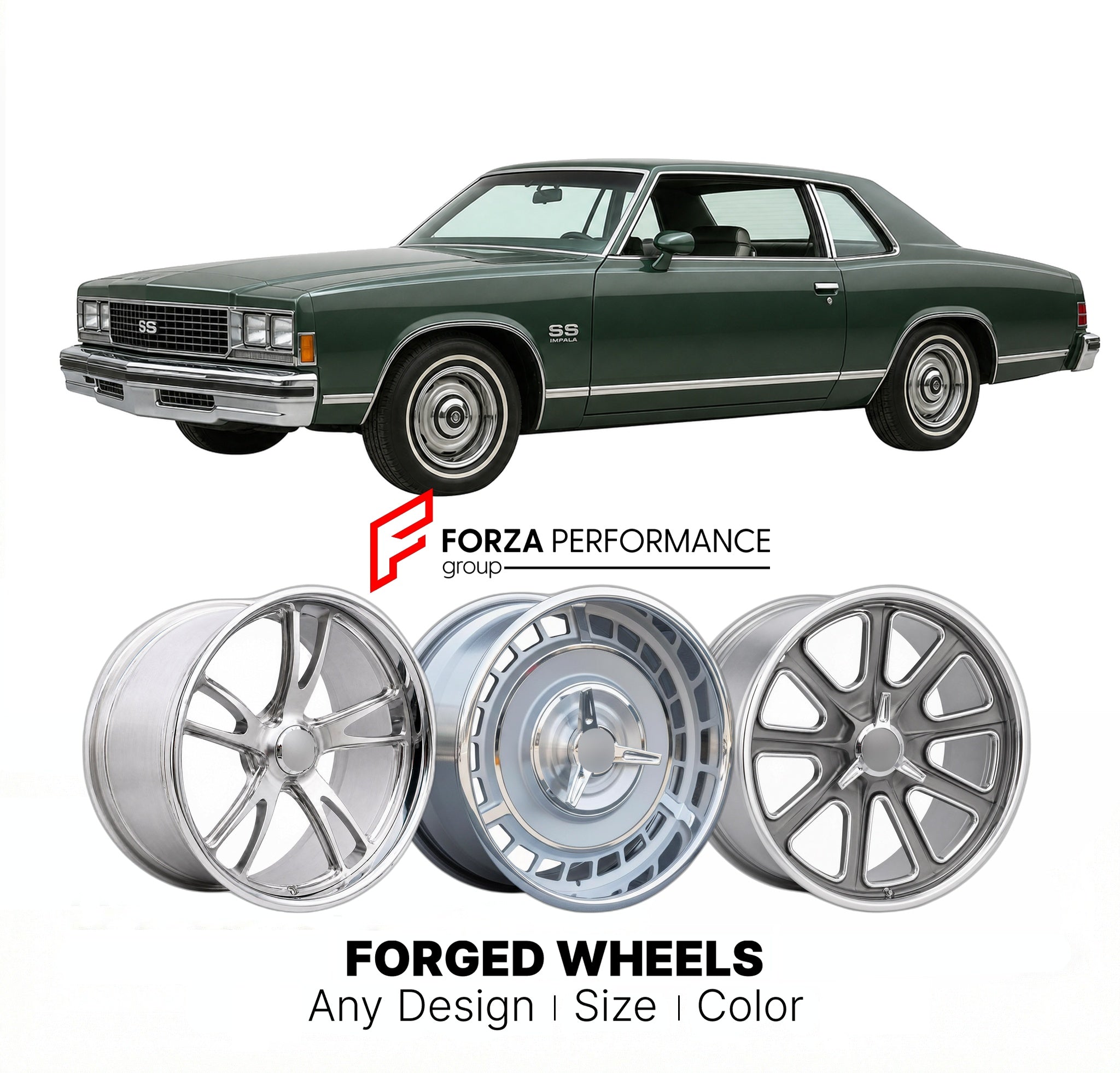 CUSTOM CLASSIC VINTAGE RESTOMOD RETRO OLD SCHOOL FORGED WHEELS RIMS for CHEVROLET IMPALA SS 1977 - 1985