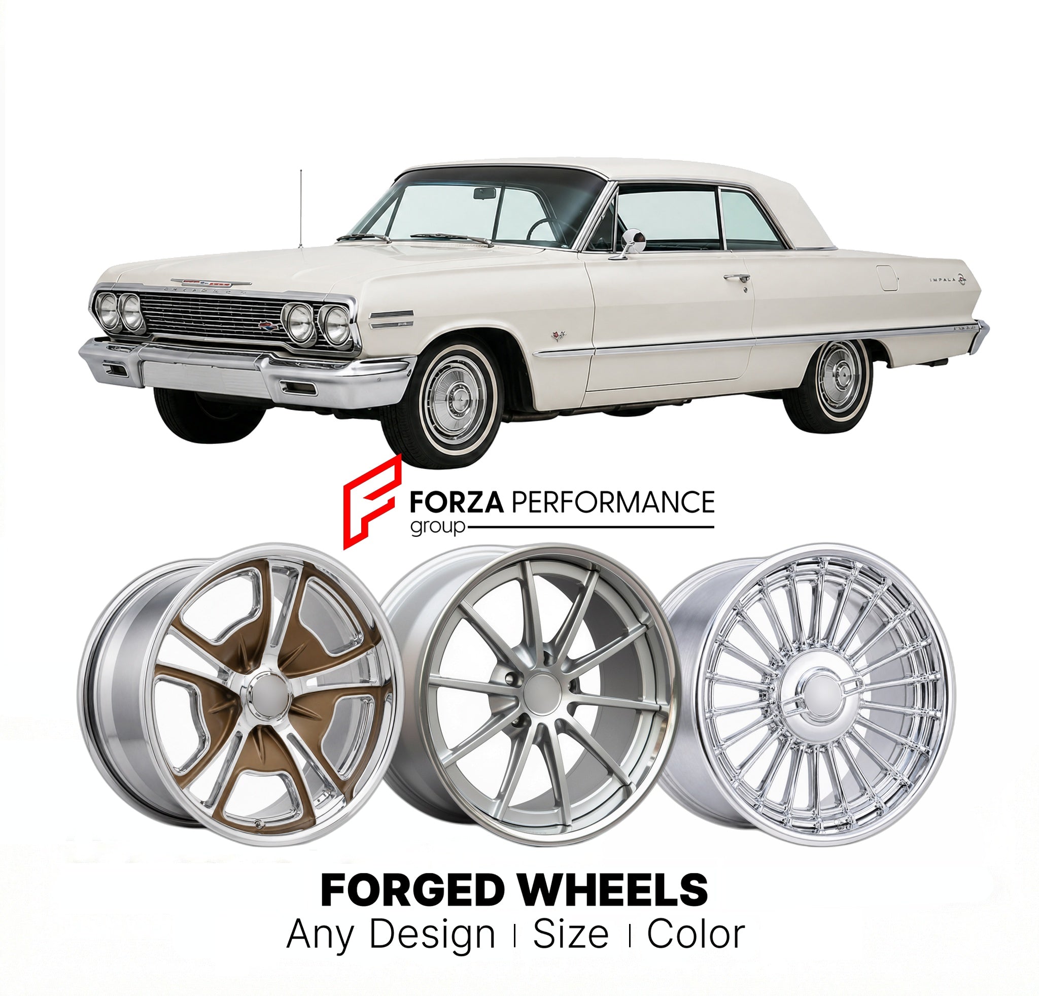 CUSTOM CLASSIC VINTAGE RESTOMOD RETRO OLD SCHOOL FORGED WHEELS RIMS for CHEVROLET IMPALA Z11 1963 - 1963