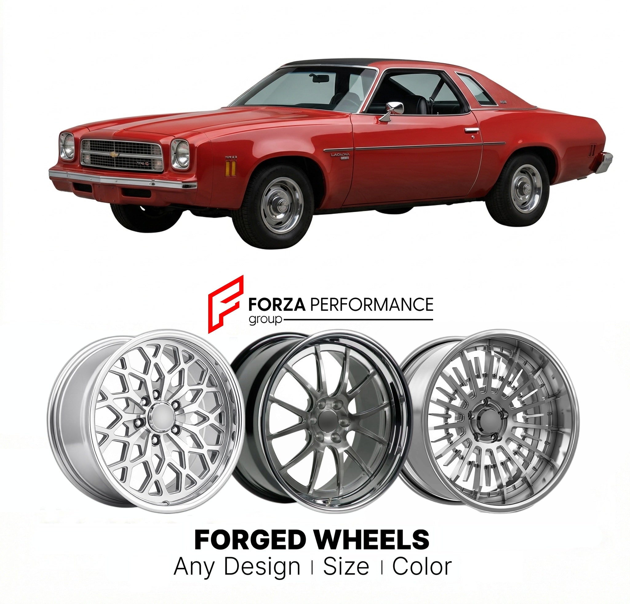 CUSTOM CLASSIC VINTAGE RESTOMOD RETRO OLD SCHOOL FORGED WHEELS RIMS for CHEVROLET LAGUNA 1973 - 1976