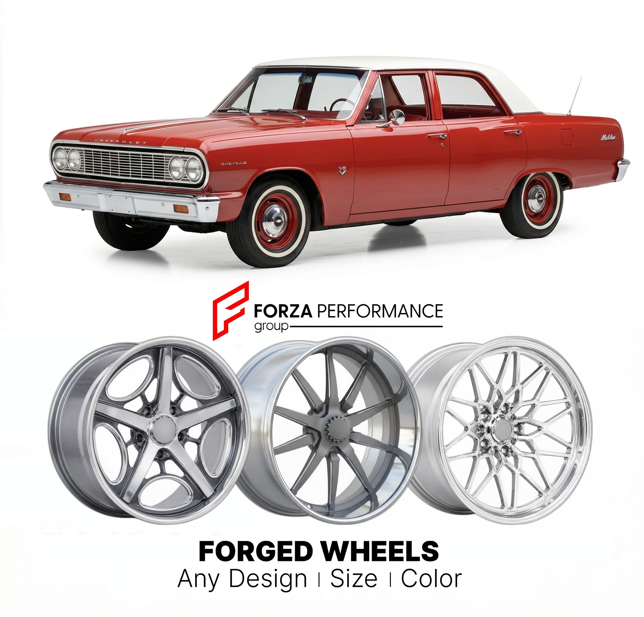 CUSTOM CLASSIC VINTAGE RESTOMOD RETRO OLD SCHOOL FORGED WHEELS RIMS for CHEVROLET MALIBU 1973 - 1977