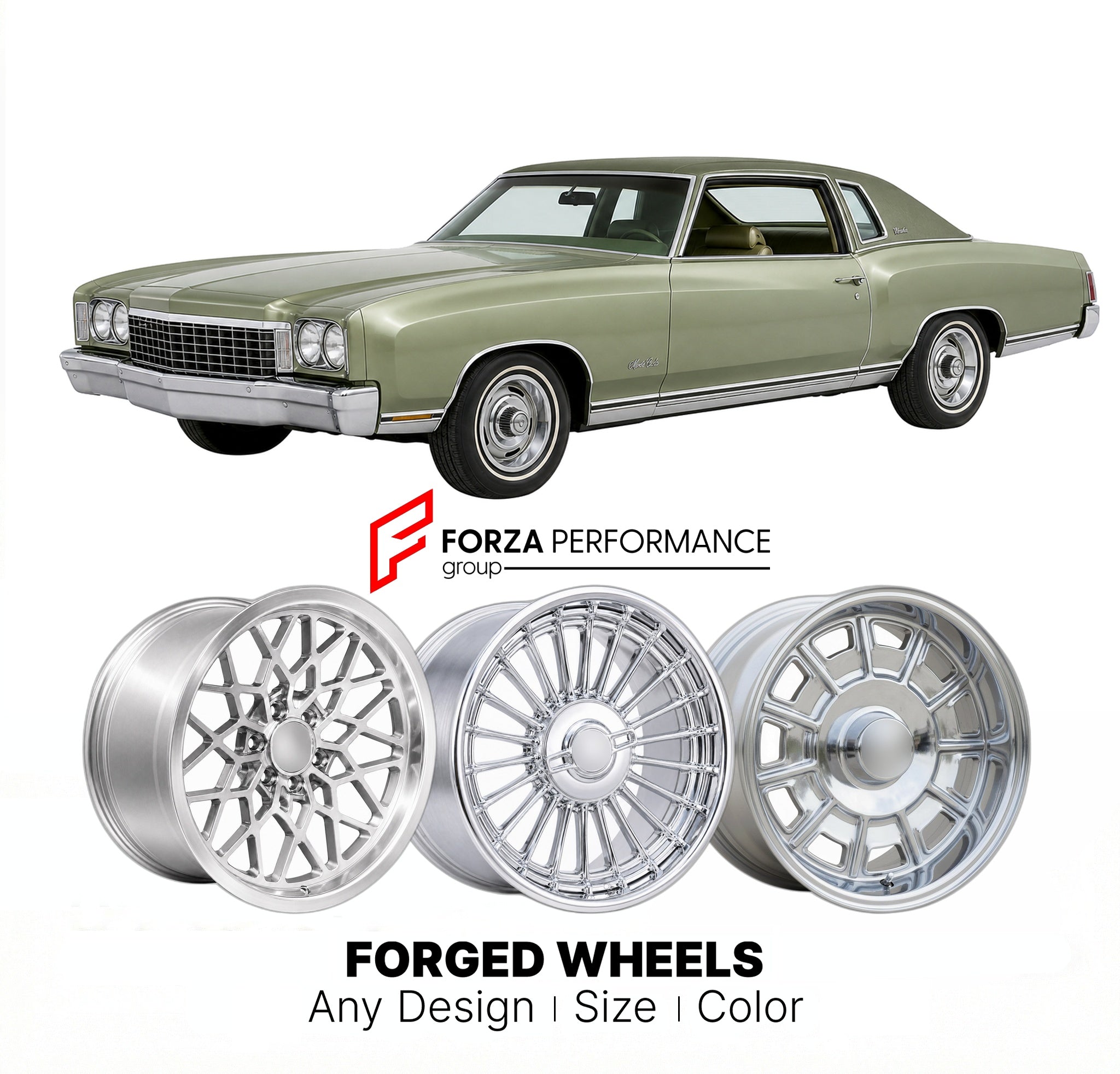 CUSTOM CLASSIC VINTAGE RESTOMOD RETRO OLD SCHOOL FORGED WHEELS RIMS for CHEVROLET MONTE CARLO 1973 - 1977