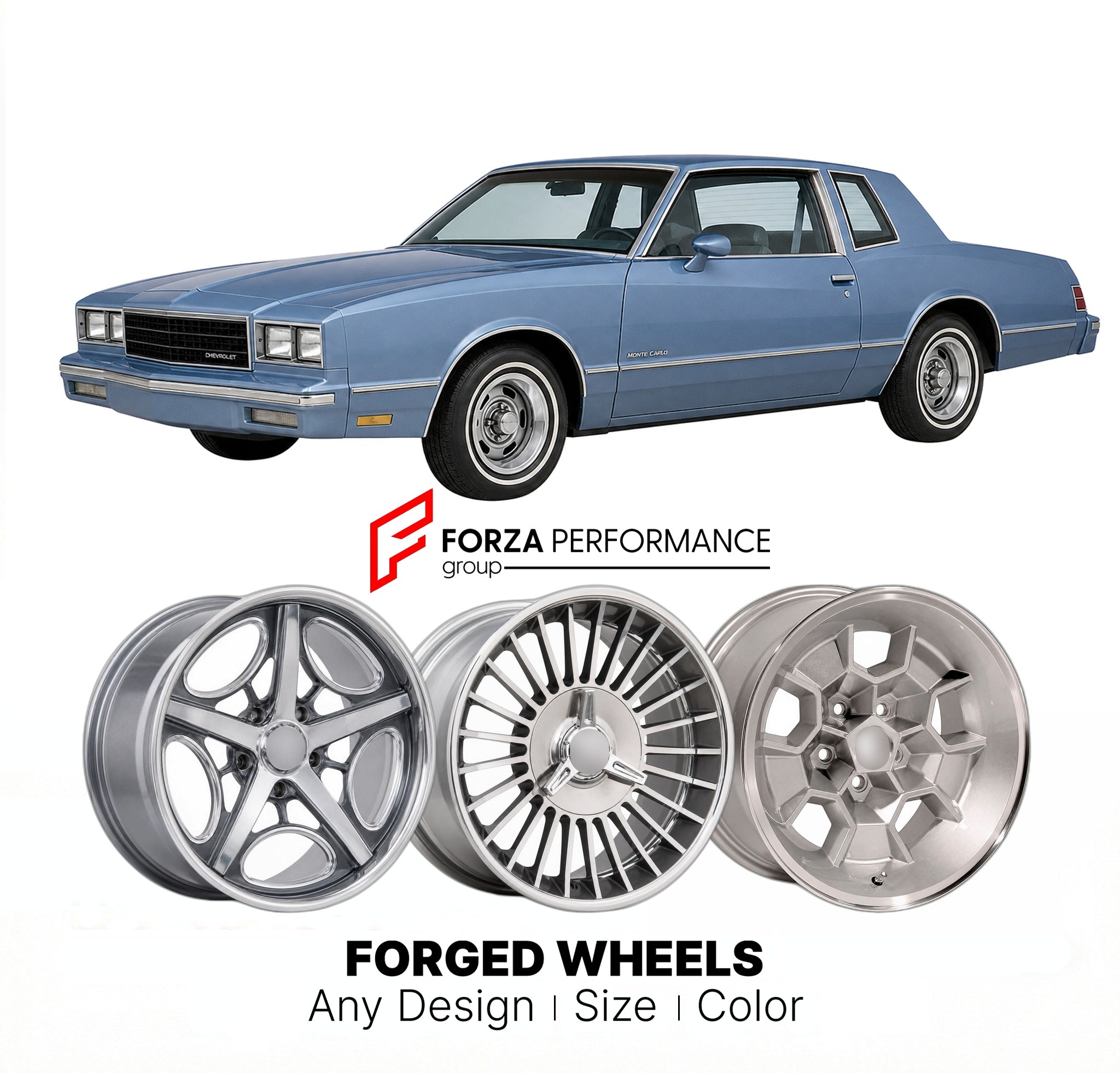 CUSTOM CLASSIC VINTAGE RESTOMOD RETRO OLD SCHOOL FORGED WHEELS RIMS for CHEVROLET MONTE CARLO 1981 - 1988