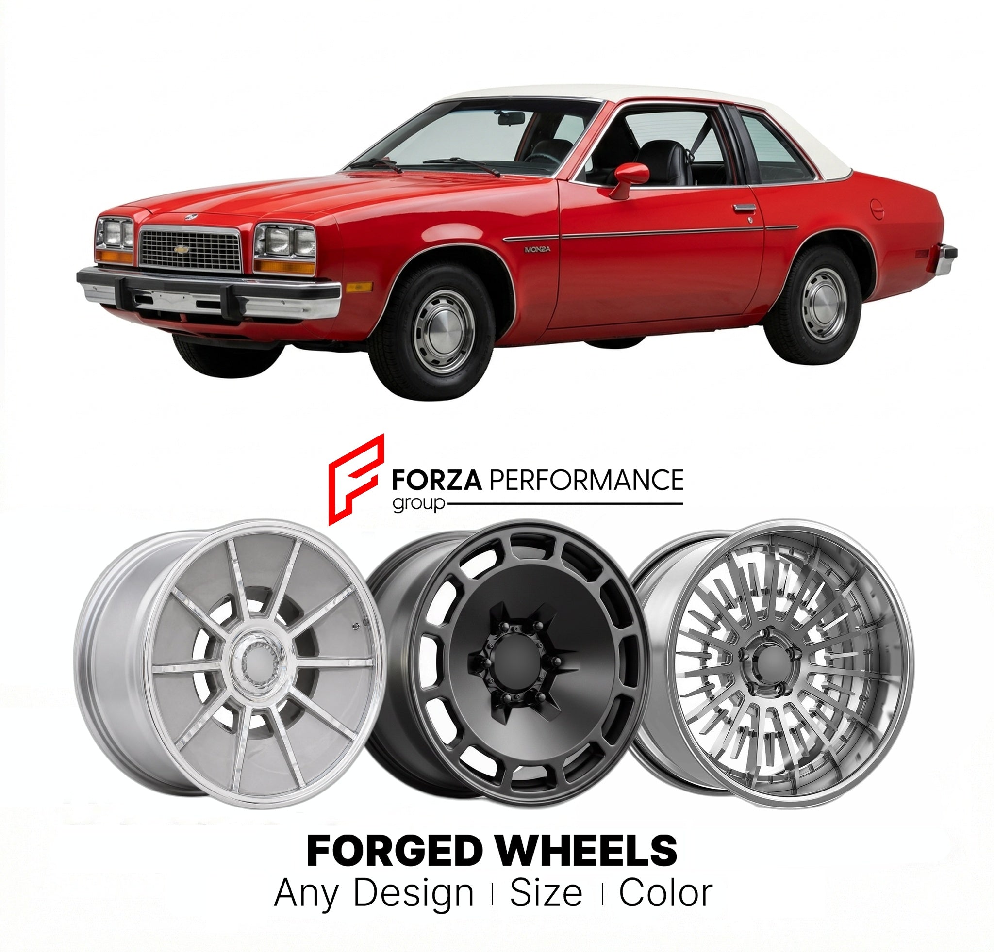 CUSTOM CLASSIC VINTAGE RESTOMOD RETRO OLD SCHOOL FORGED WHEELS RIMS for CHEVROLET MONZA 1975 - 1980