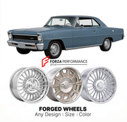 CUSTOM CLASSIC VINTAGE RESTOMOD RETRO OLD SCHOOL FORGED WHEELS RIMS for CHEVROLET NOVA 1966 - 1967