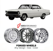 CUSTOM CLASSIC VINTAGE RESTOMOD RETRO OLD SCHOOL FORGED WHEELS RIMS for CHEVROLET NOVA SS 327 1966 - 1967