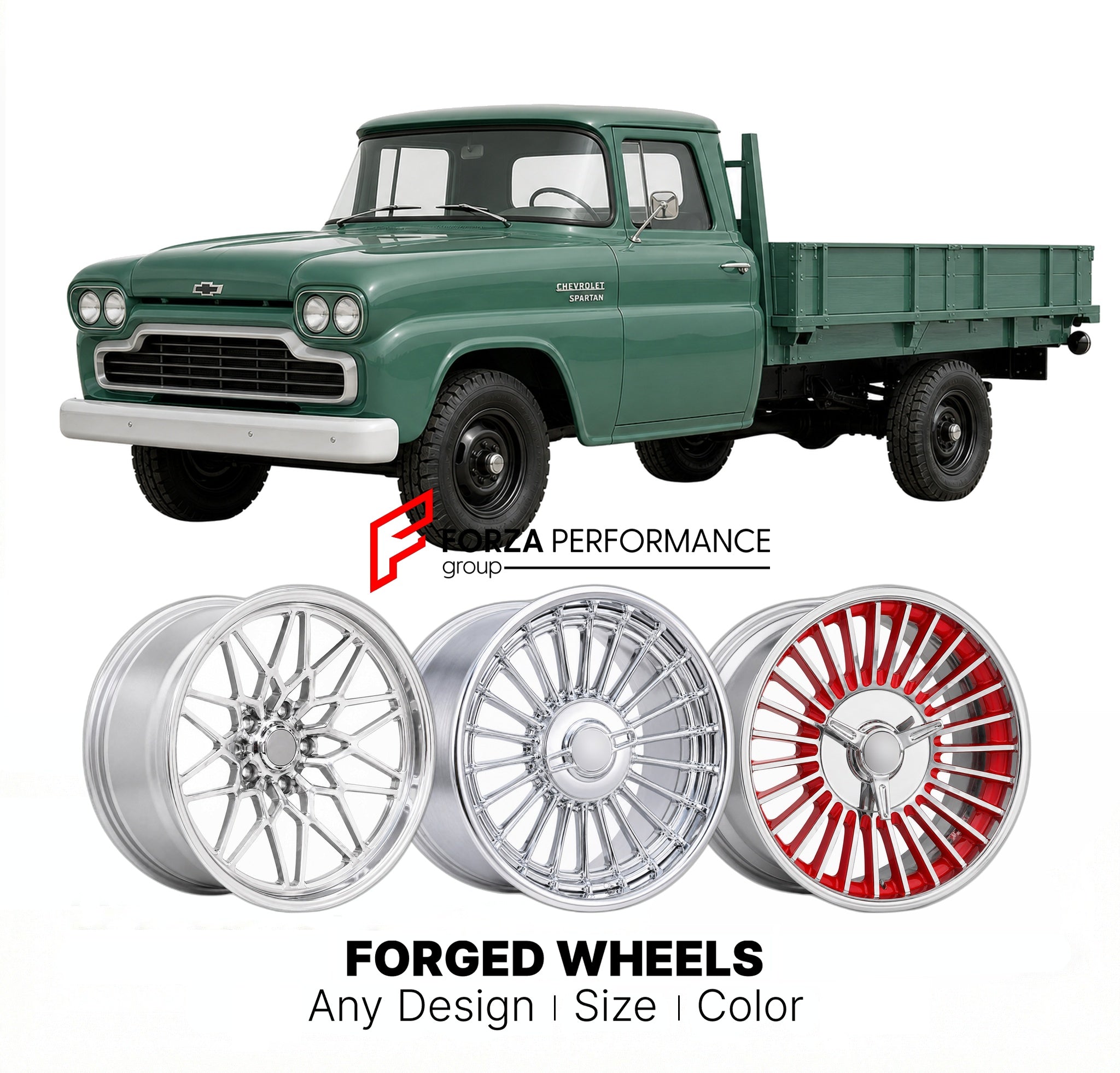 CUSTOM CLASSIC VINTAGE RESTOMOD RETRO OLD SCHOOL FORGED WHEELS RIMS for CHEVROLET SPARTAN 1958 - 1959