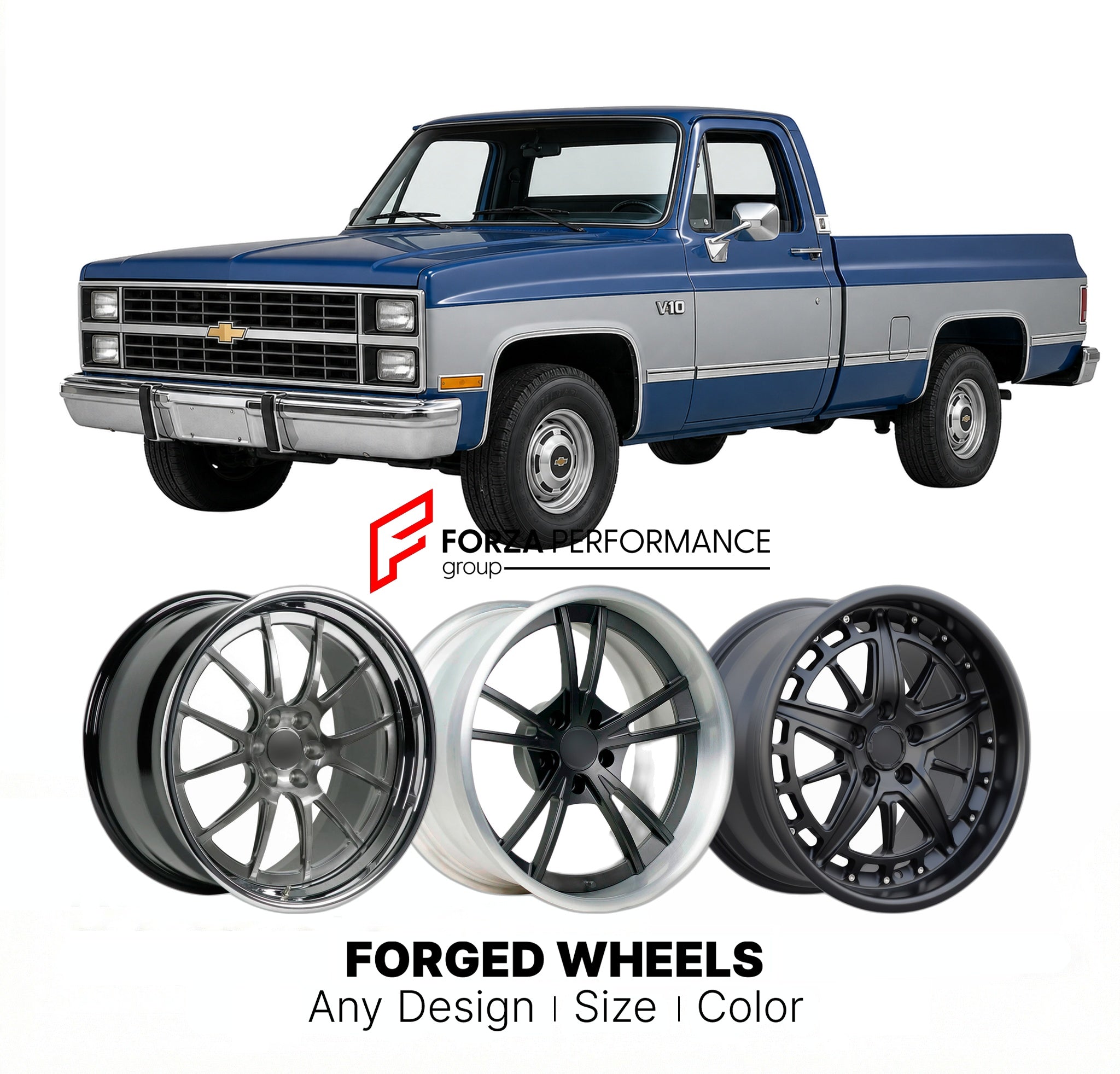CUSTOM CLASSIC VINTAGE RESTOMOD RETRO OLD SCHOOL FORGED WHEELS RIMS for CHEVROLET V10 1987