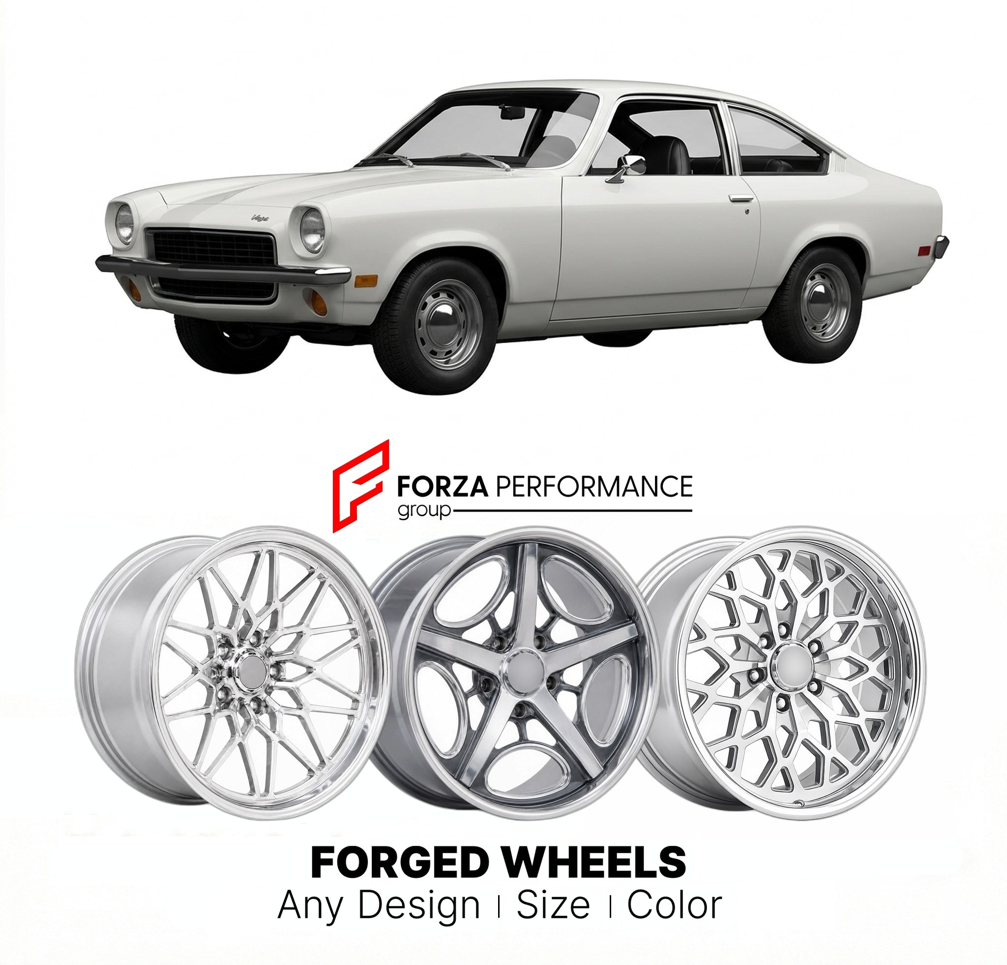 CUSTOM CLASSIC VINTAGE RESTOMOD RETRO OLD SCHOOL FORGED WHEELS RIMS for CHEVROLET VEGA 1970 - 1977