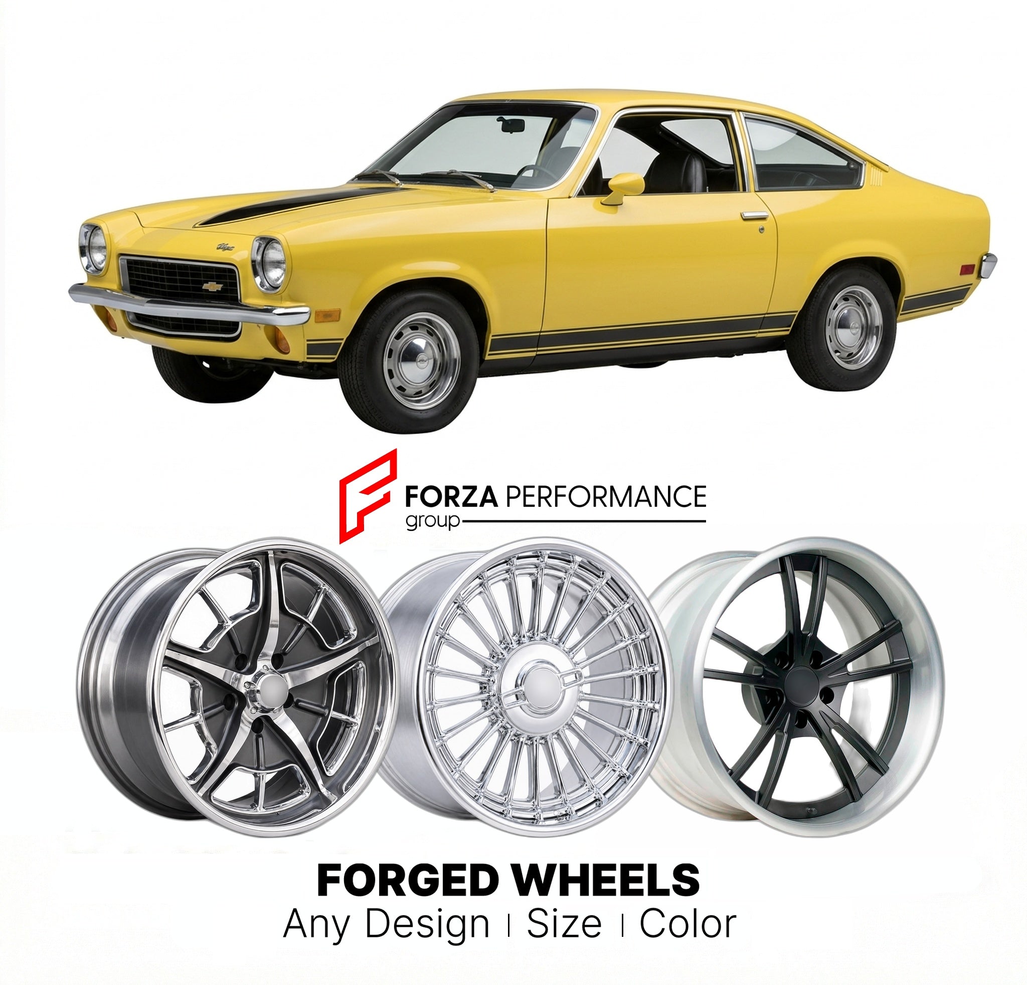 CUSTOM CLASSIC VINTAGE RESTOMOD RETRO OLD SCHOOL FORGED WHEELS RIMS for CHEVROLET VEGA GT 1971 - 1977