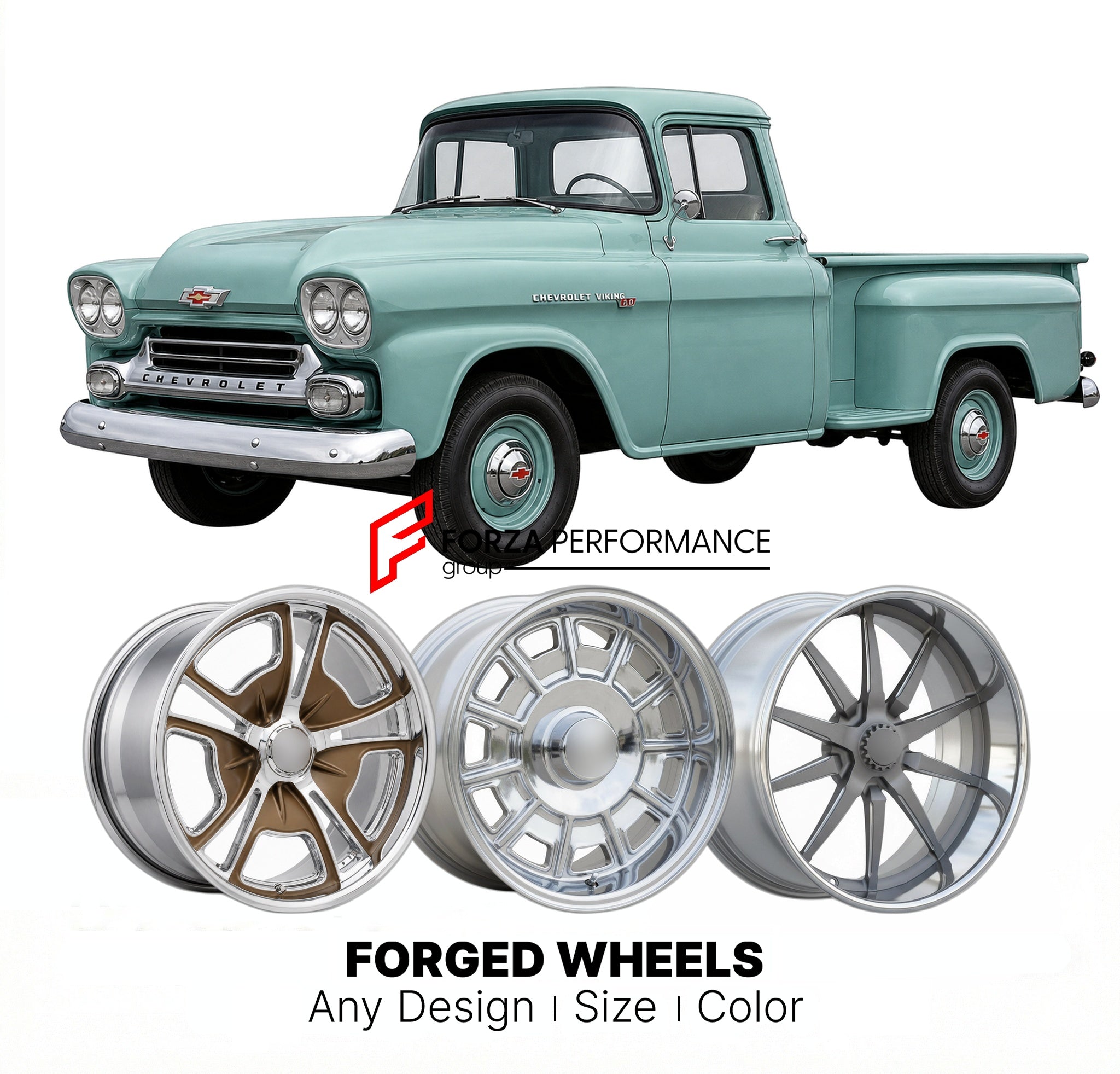CUSTOM CLASSIC VINTAGE RESTOMOD RETRO OLD SCHOOL FORGED WHEELS RIMS for CHEVROLET VIKING 1958 - 1959