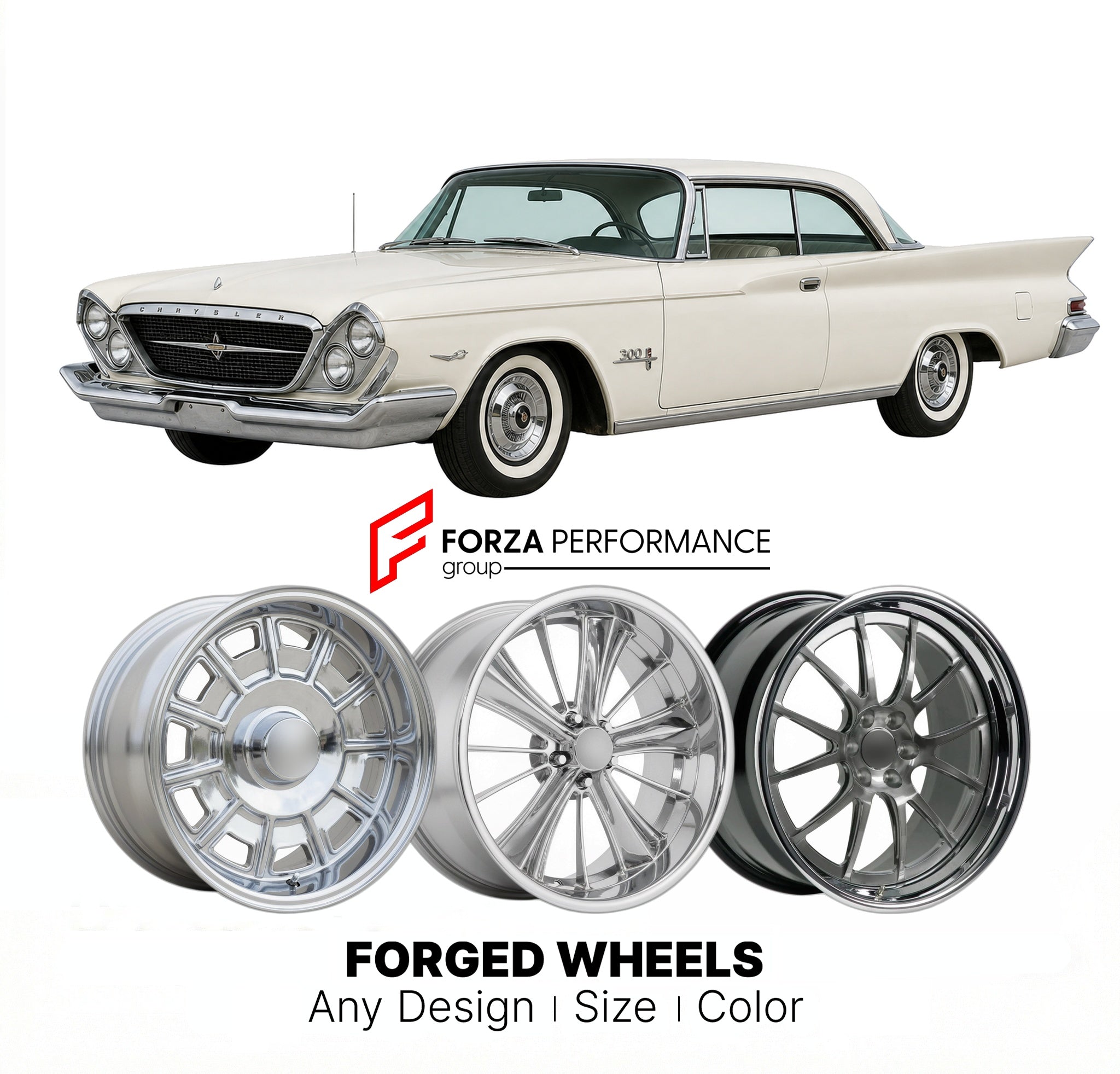 CUSTOM CLASSIC VINTAGE RESTOMOD RETRO OLD SCHOOL FORGED WHEELS RIMS for CHRYSLER 300G 1961 - 1961