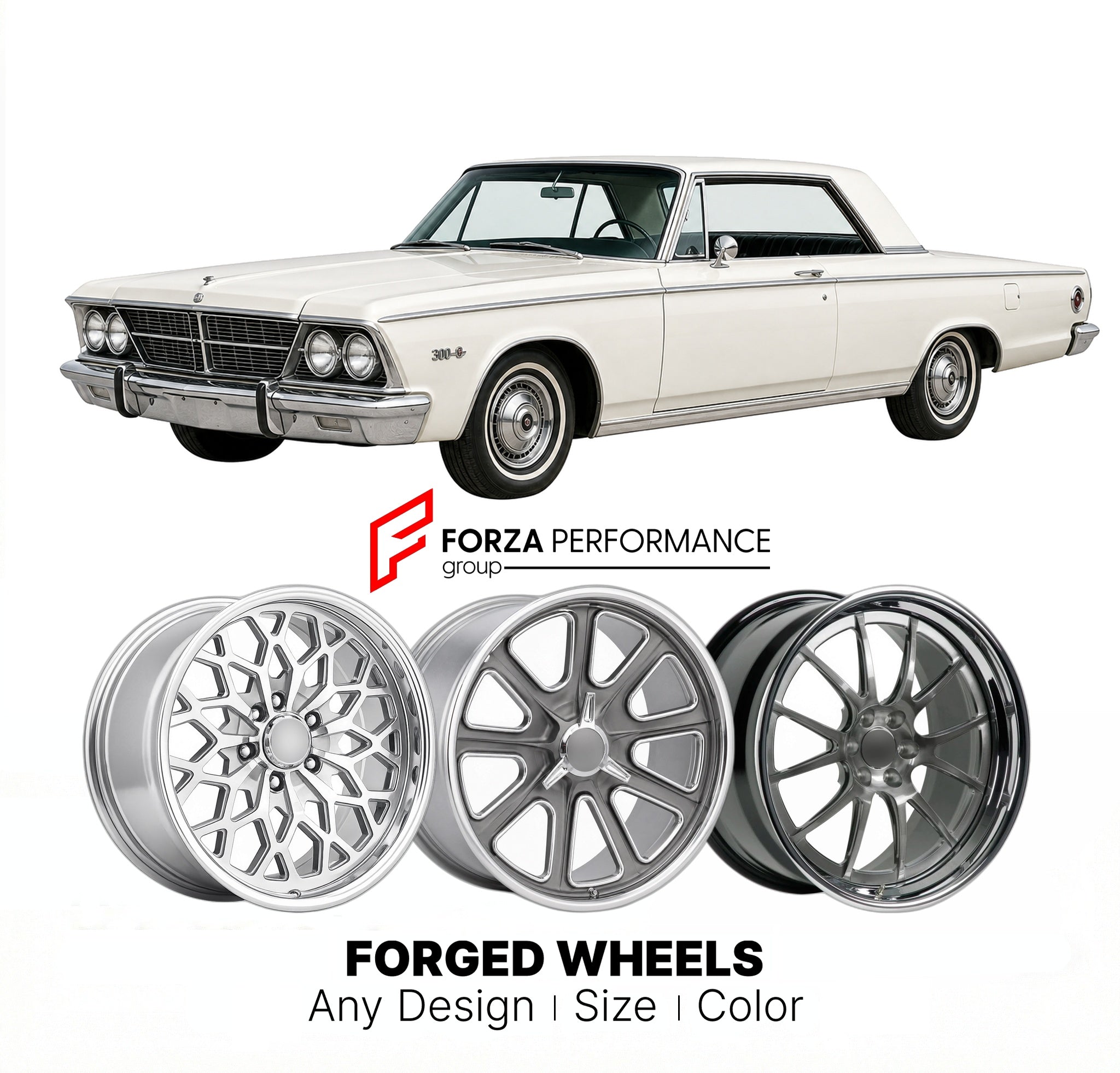 CUSTOM CLASSIC VINTAGE RESTOMOD RETRO OLD SCHOOL FORGED WHEELS RIMS for CHRYSLER 300J 1963 - 1963