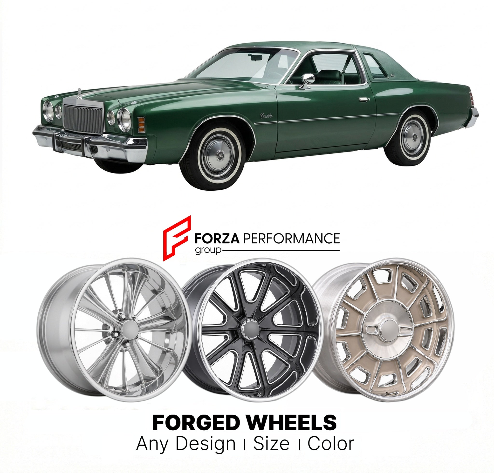 CUSTOM CLASSIC VINTAGE RESTOMOD RETRO OLD SCHOOL FORGED WHEELS RIMS for CHRYSLER CORDOBA 1975 - 1983