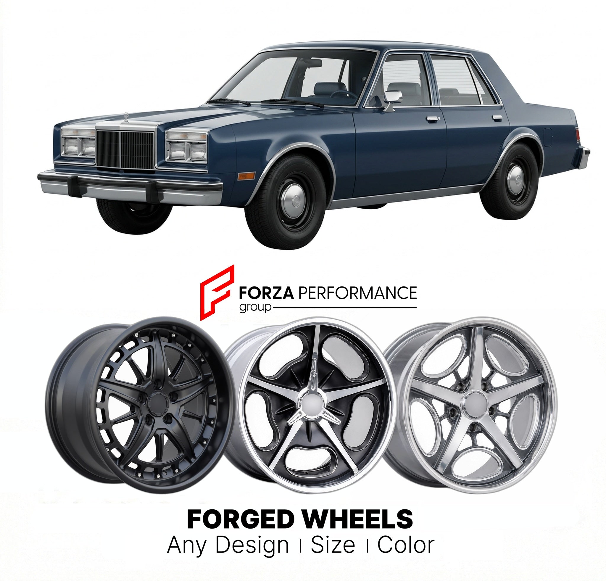 CUSTOM CLASSIC VINTAGE RESTOMOD RETRO OLD SCHOOL FORGED WHEELS RIMS for CHRYSLER FIFTH AVENUE 1982 - 1989