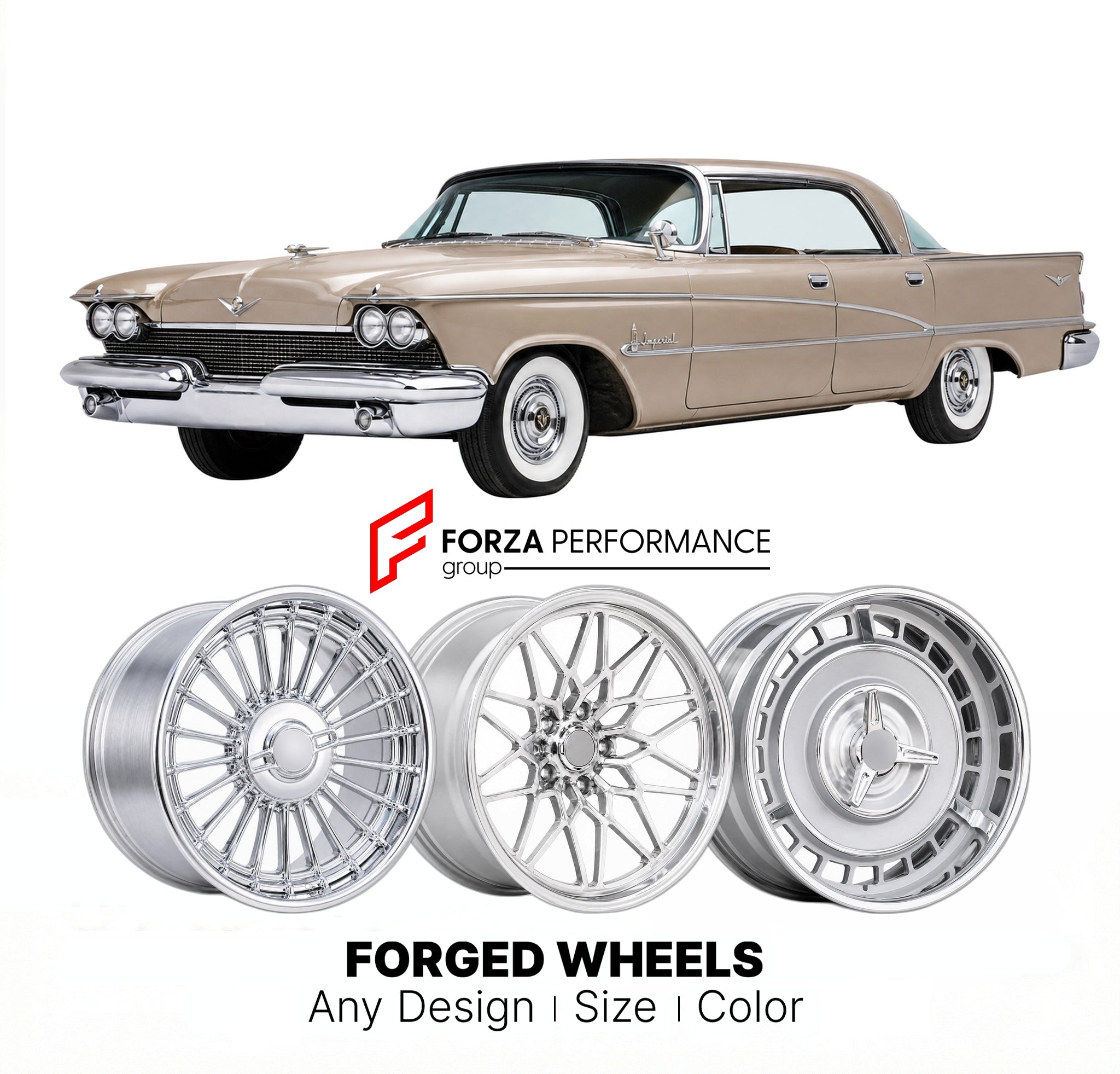 CUSTOM CLASSIC VINTAGE RESTOMOD RETRO OLD SCHOOL FORGED WHEELS RIMS for CHRYSLER IMPERIAL 1958 - 1990