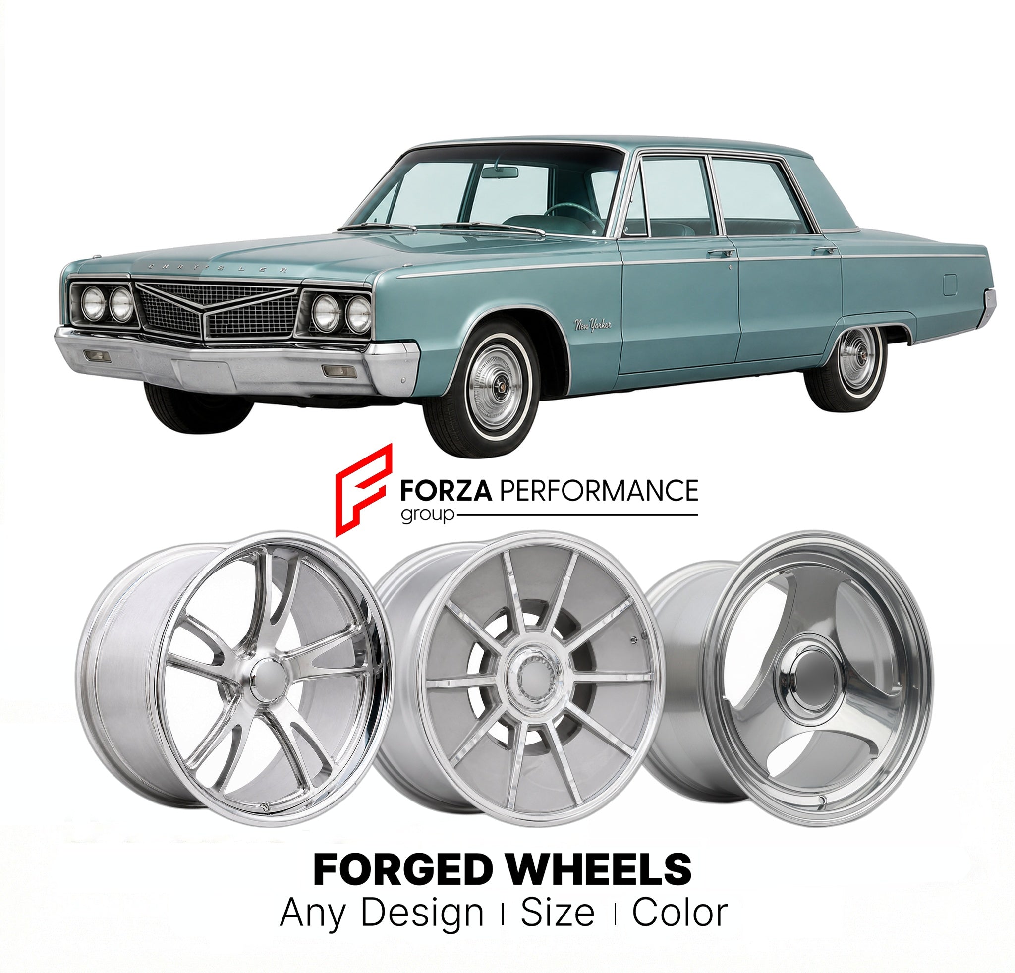 CUSTOM CLASSIC VINTAGE RESTOMOD RETRO OLD SCHOOL FORGED WHEELS RIMS for CHRYSLER NEW YORKER 1965 - 1968