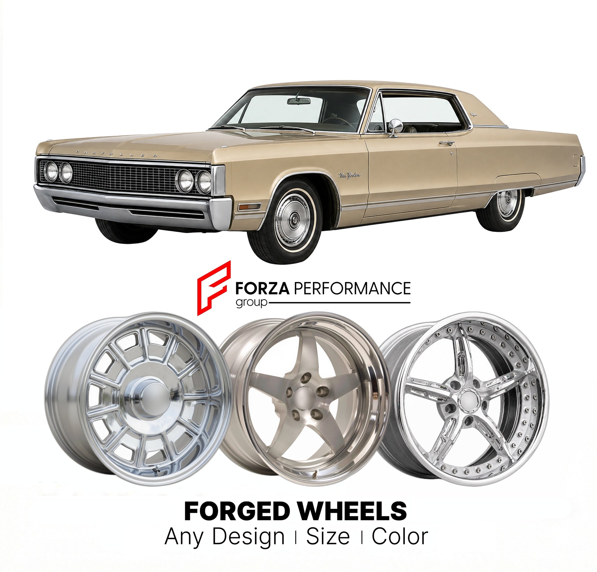 CUSTOM CLASSIC VINTAGE RESTOMOD RETRO OLD SCHOOL FORGED WHEELS RIMS for CHRYSLER NEW YORKER 1969 - 1973